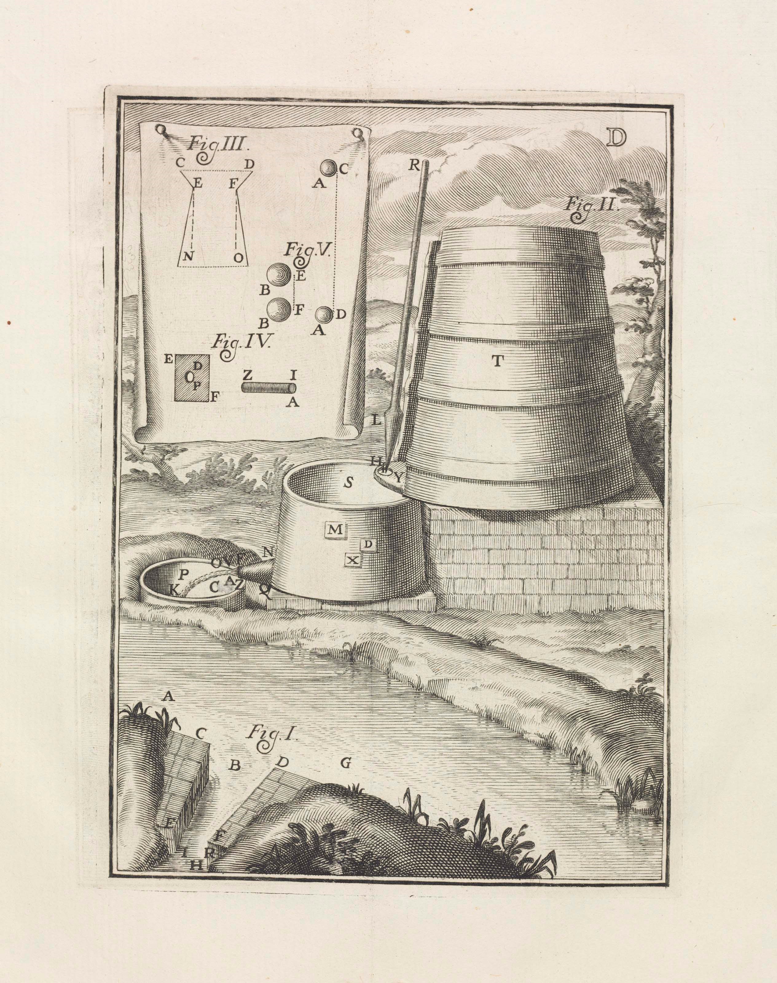 POLENI, Giovanni (1683-1761). De castellis per quae derivantur fluviorum aquae habentibus latera convergentia liber. Padua: Giuseppe Comino, 1718.