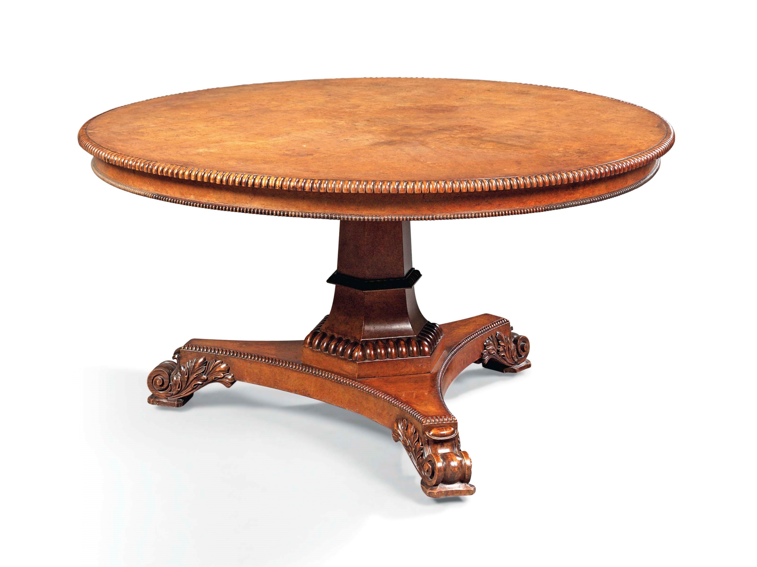 A WILLIAM IV AMBOYNA CENTRE TABLE