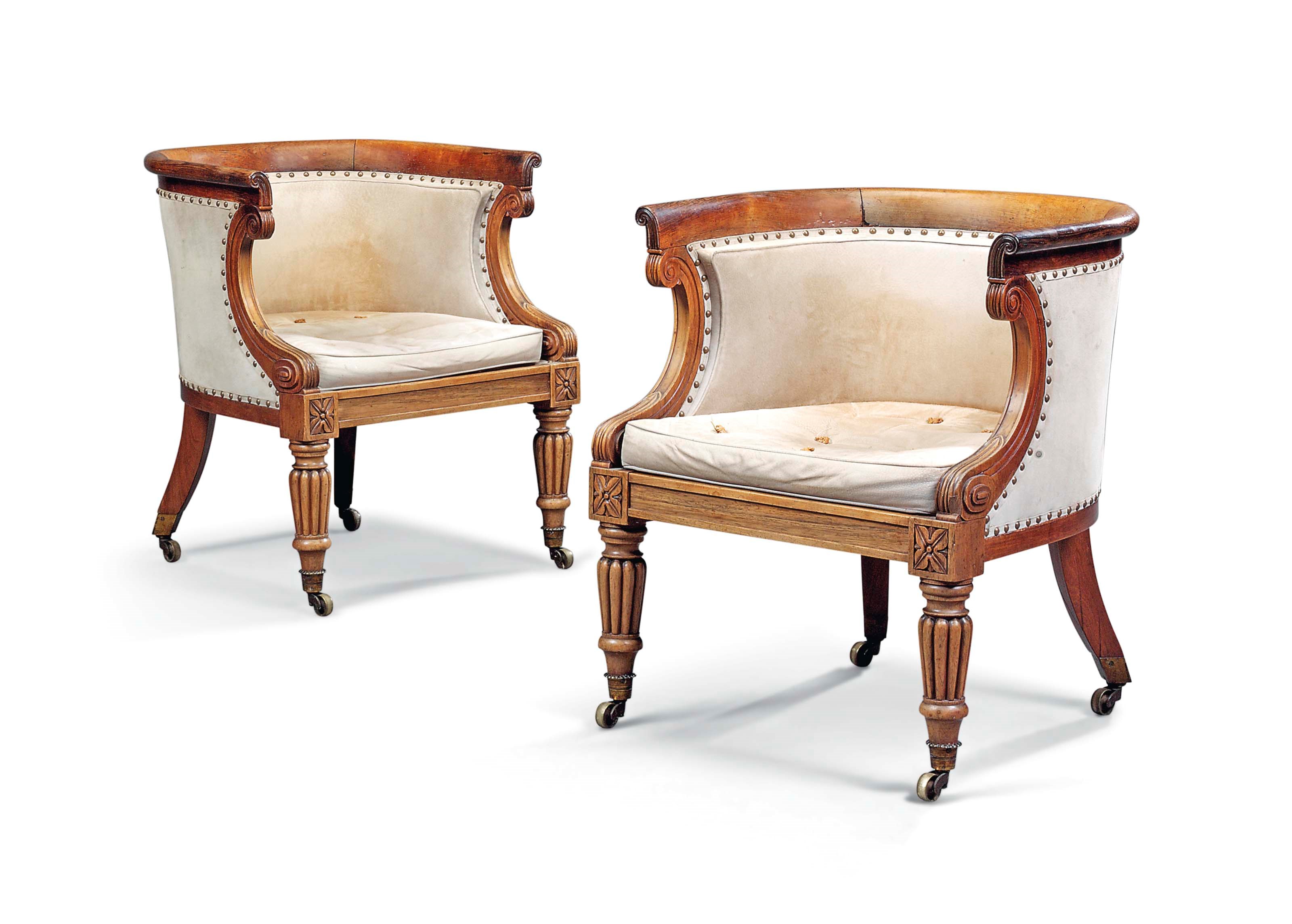 A PAIR OF REGENCY ROSEWOOD BERGERES