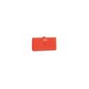 A SHINY TANGERINE NILOTICUS LIZARD GUSSET BÉARN WALLET WITH PALLADIUM HARDWARE