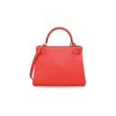 A ROSE JAÏPUR CLÉMENCE LEATHER RETOURNÉ KELLY 28 WITH PALLADIUM HARDWARE