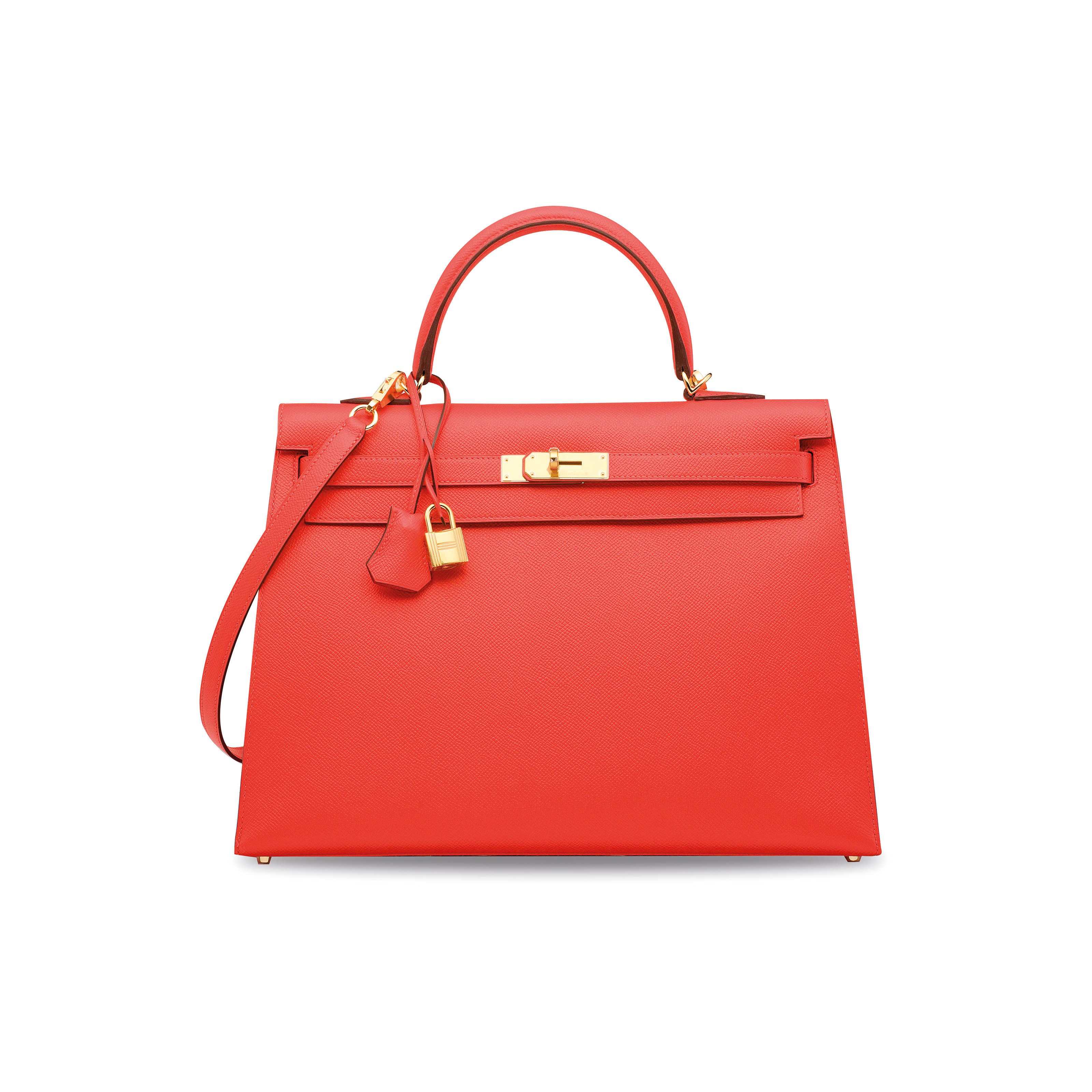 A FEU EPSOM LEATHER SELLIER KELLY 35 WITH GOLD HARDWARE