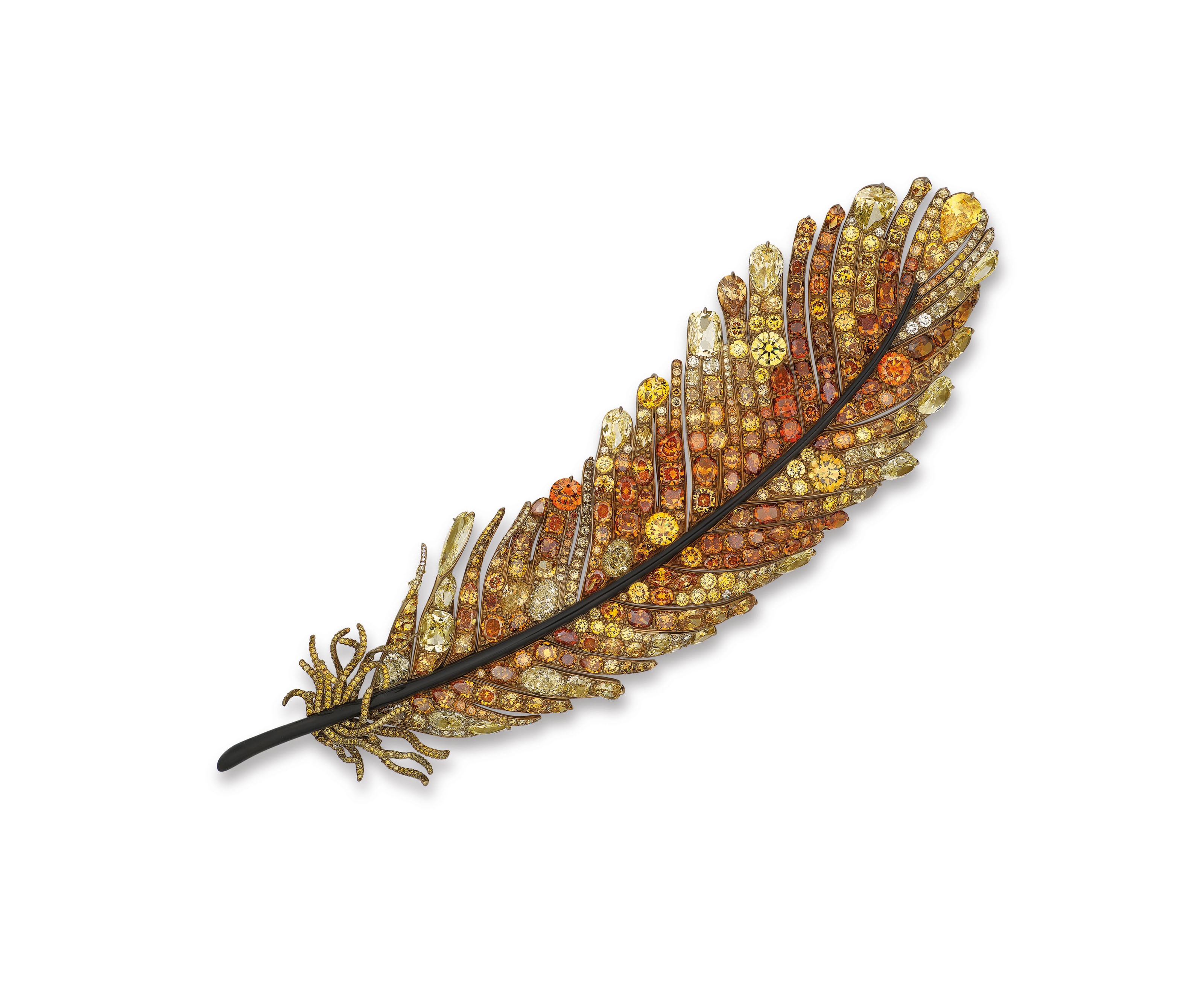 A UNIQUE COLOURED DIAMOND AND DIAMOND BROOCH, BY CINDY CHAO