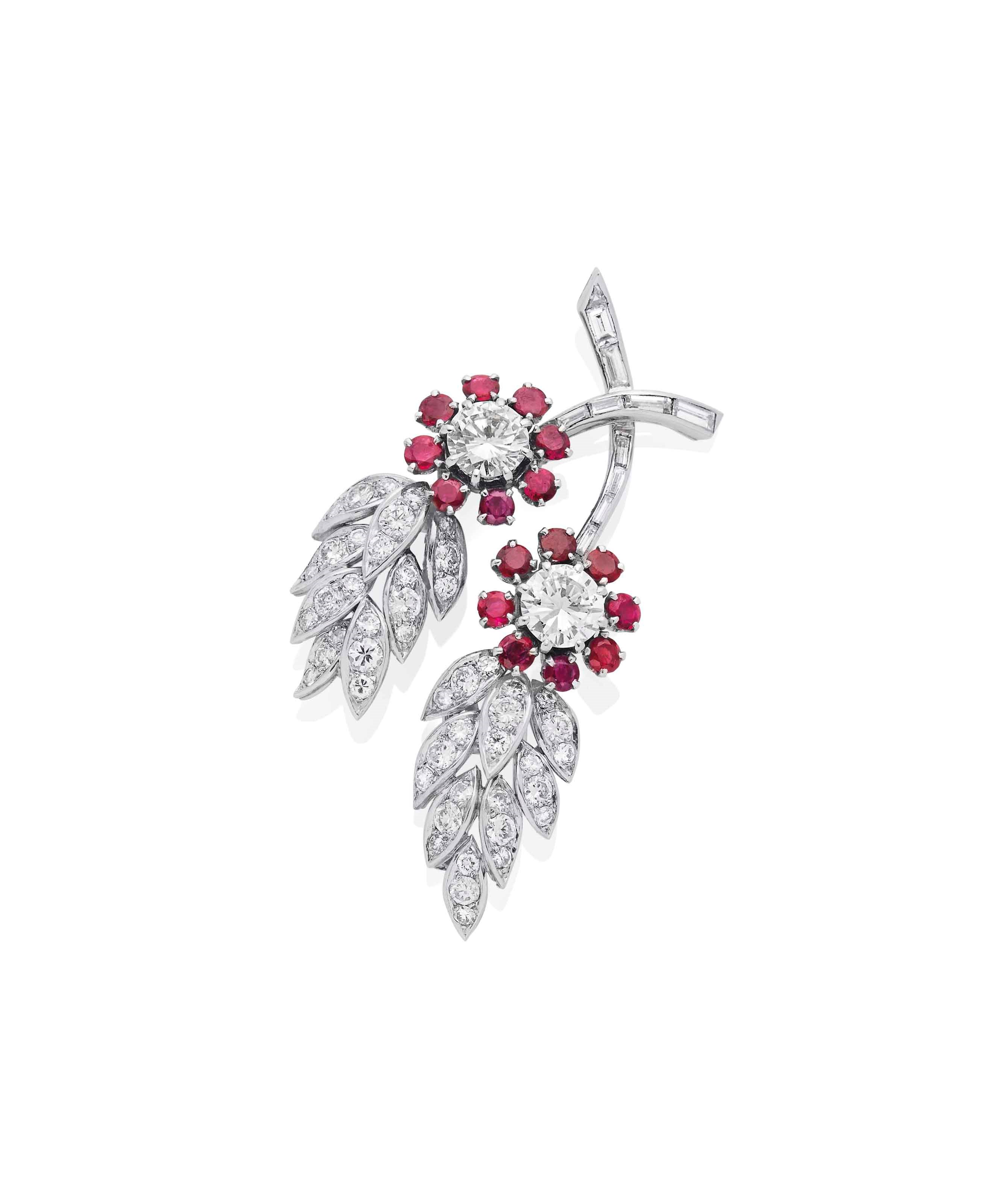 CLIP RUBIS ET DIAMANTS