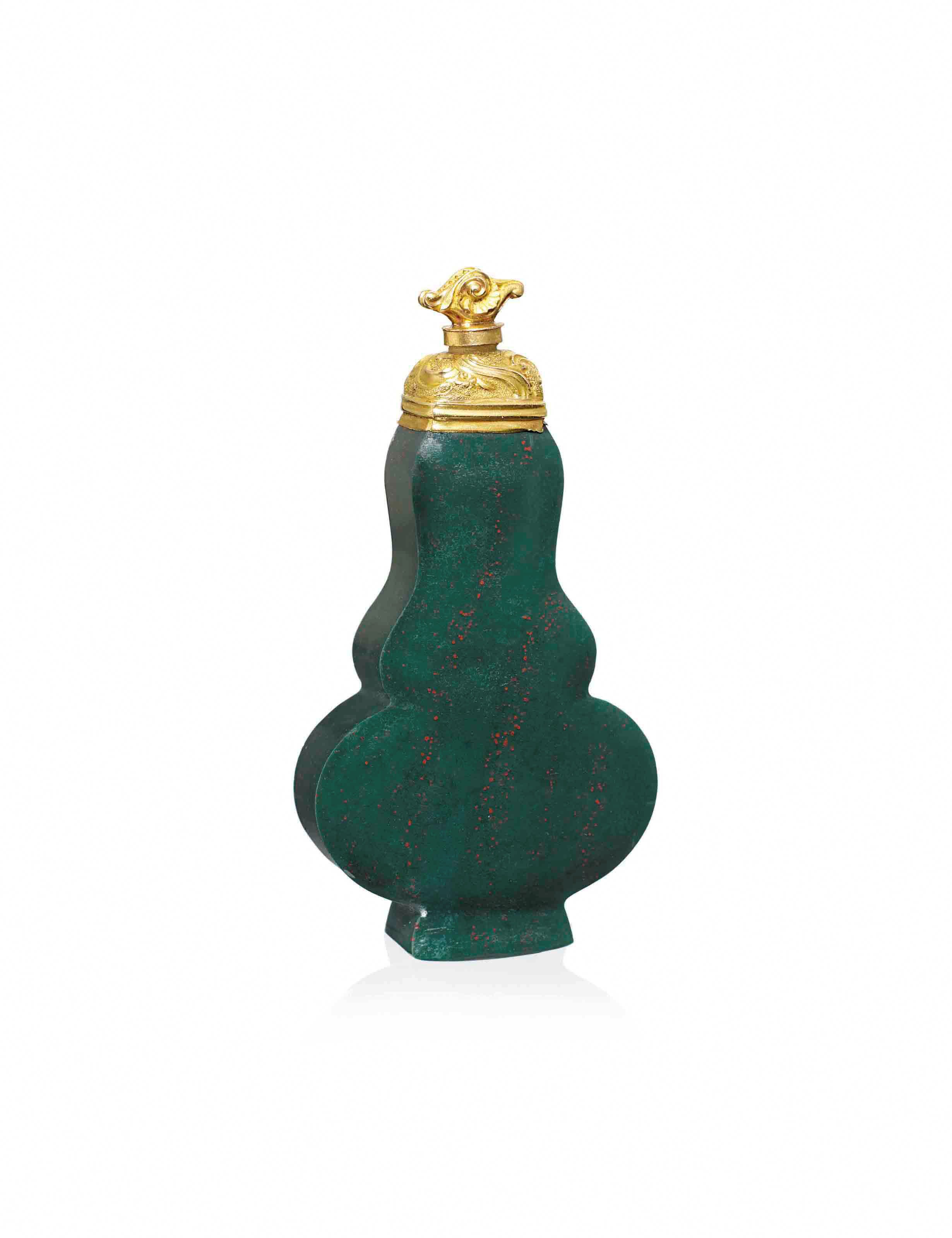 A GEORGE II GOLD-MOUNTED HARDSTONE SCENT-BOTTLE