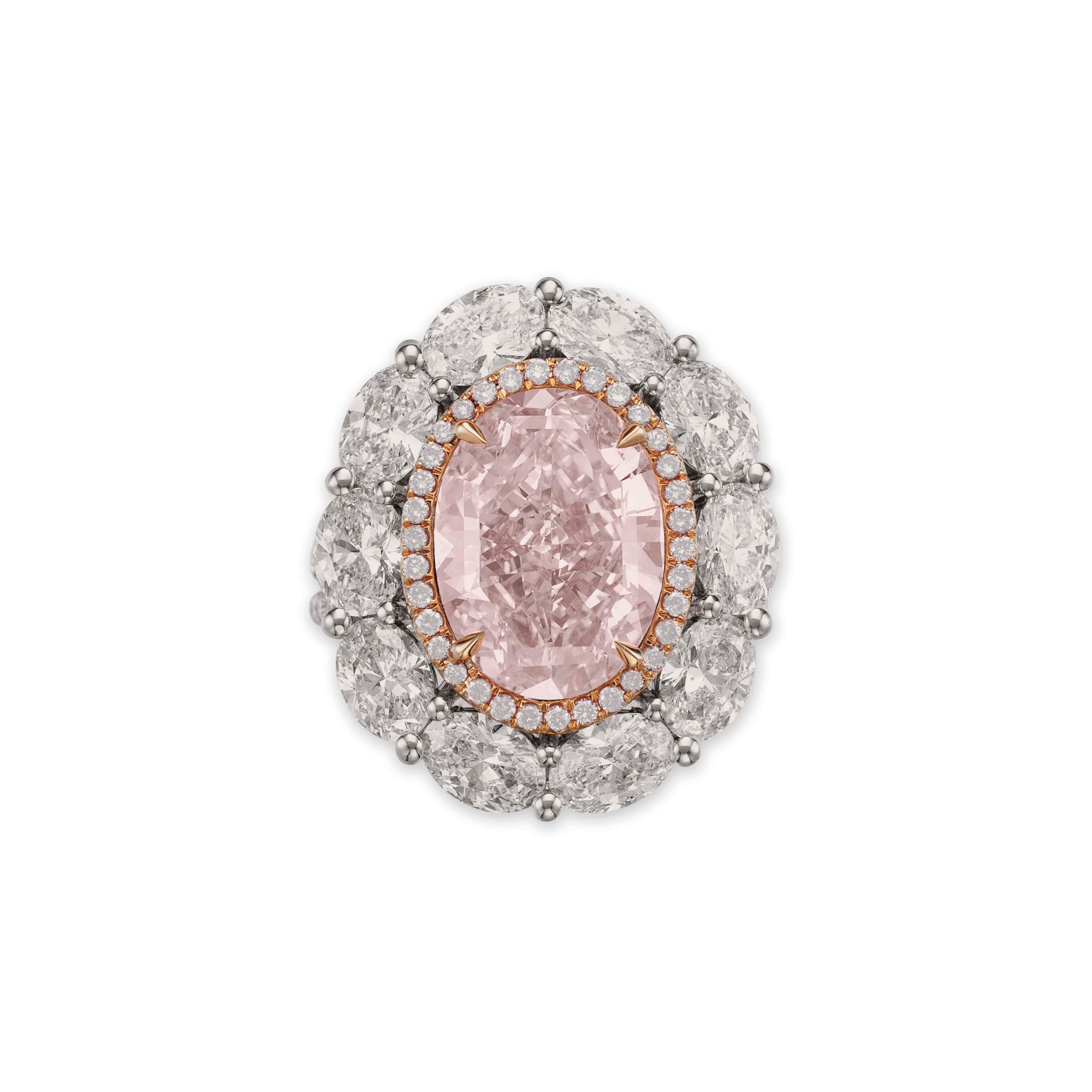 A COLORED DIAMOND AND DIAMOND RING