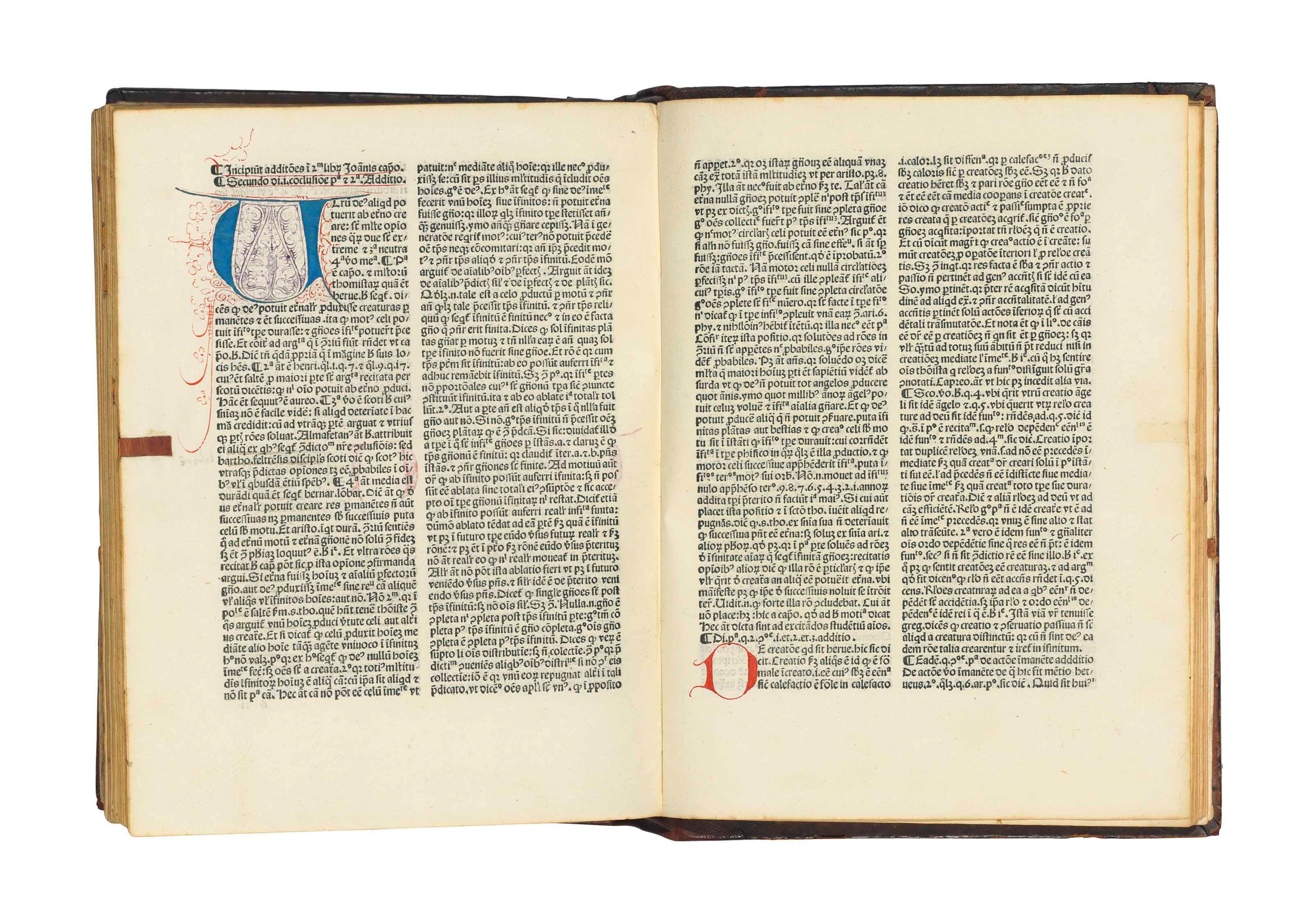 SILVESTER DE PRIERIO (1456–1527). Compendium in Johannem Capreolum cum additionibus. Cremona: Carolus de Darleriis, 15 and 28 Apr. 1497.