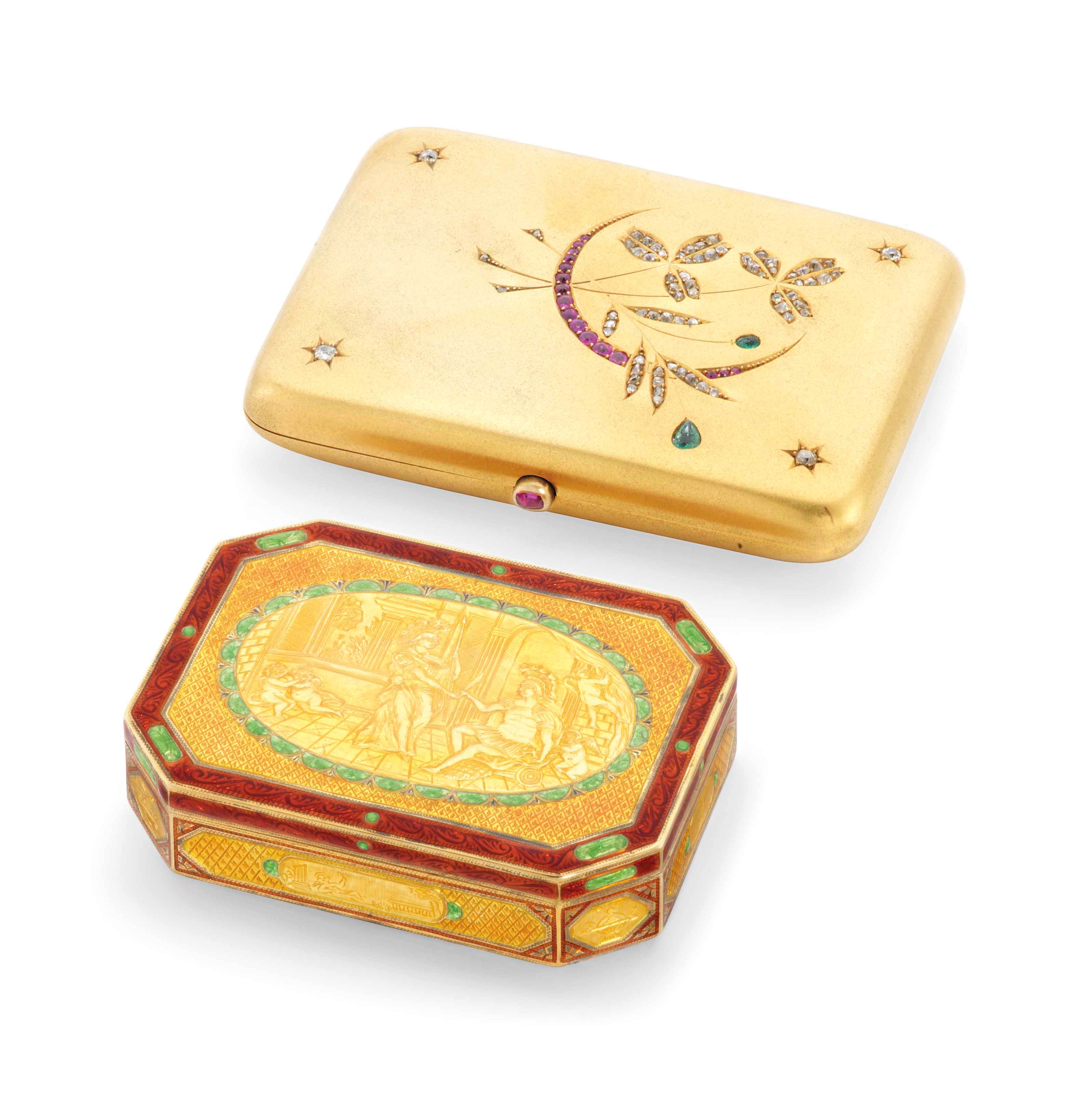 A CONTINENTAL JEWELLED GOLD CIGARETTE-CASE