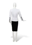 AN EVENING JACKET OF WHITE SILK GROSGRAIN