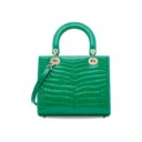 A SHINY MINT GREEN CROCODILE LADY DIOR WITH GOLD & CRYSTAL HARDWARE