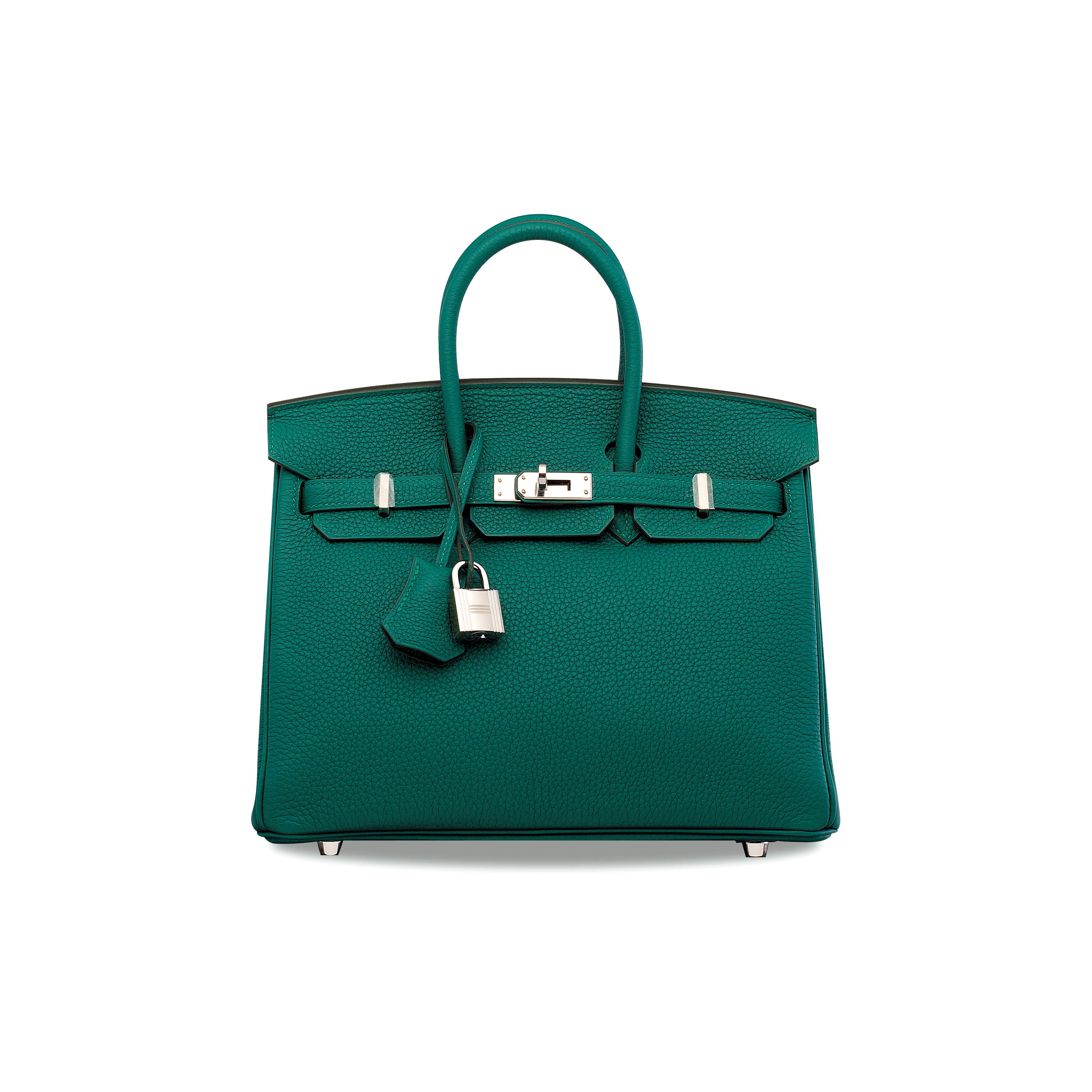 A MALACHITE TOGO LEATHER BIRKIN 25 WITH PALLADIUM HARDWARE