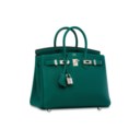 A MALACHITE TOGO LEATHER BIRKIN 25 WITH PALLADIUM HARDWARE