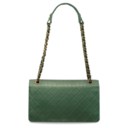 A MATTE SEA GREEN ALLIGATOR & LAMBSKIN MAXI FLAP BAG WITH ANTIQUED GOLD HARDWARE