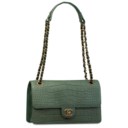 A MATTE SEA GREEN ALLIGATOR & LAMBSKIN MAXI FLAP BAG WITH ANTIQUED GOLD HARDWARE