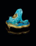 A FRENCH ORMOLU-MOUNTED CHINESE TURQUOISE PORCELAIN POT-POURRI