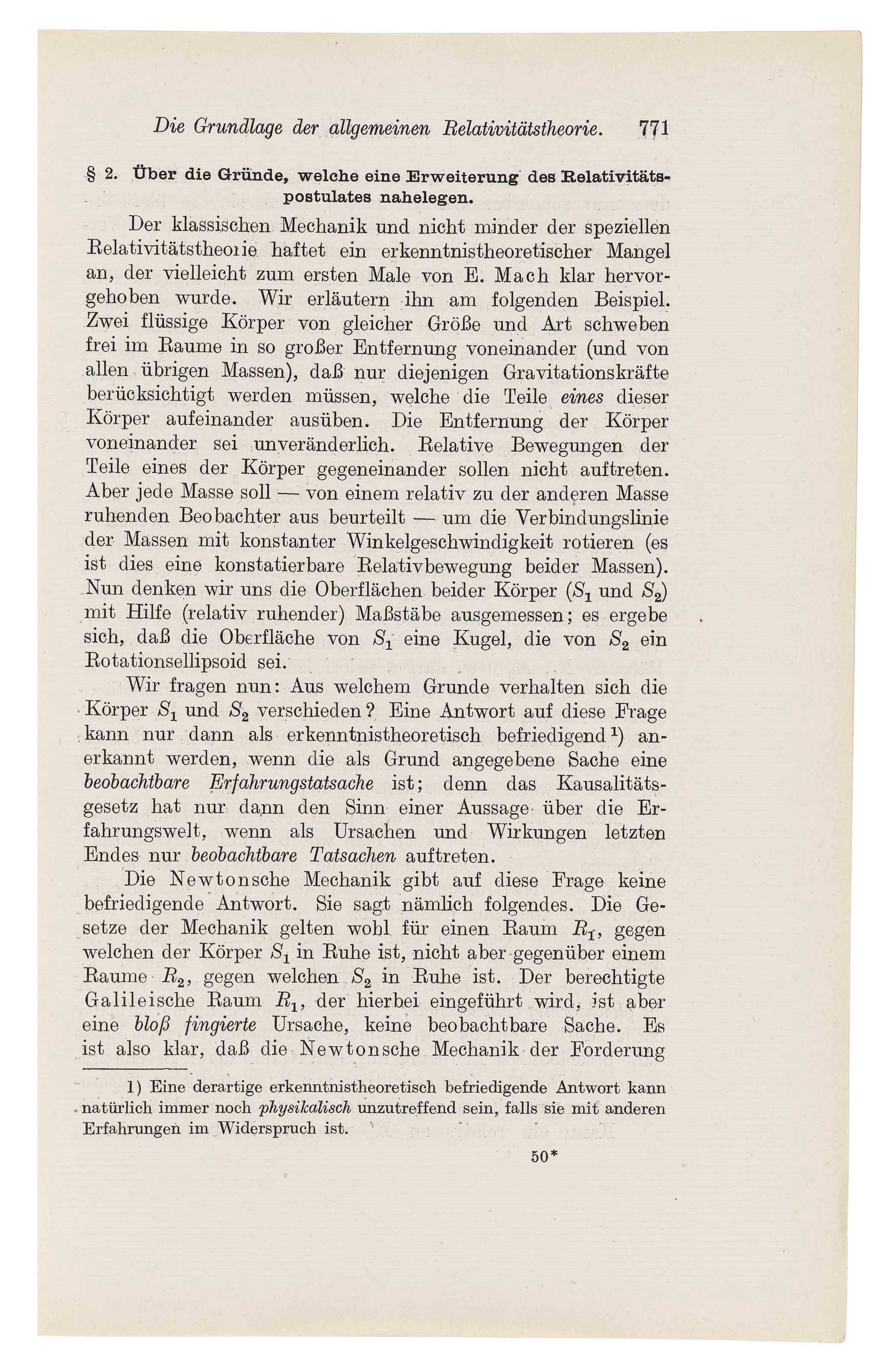EINSTEIN, Albert (1879-1955). 'Die Grundlage der allgemeinen Relativätstheorie.' In: Annalen der Physik, 4th series, 49. Leipzig: Johann Ambrosius Barth, 1916.