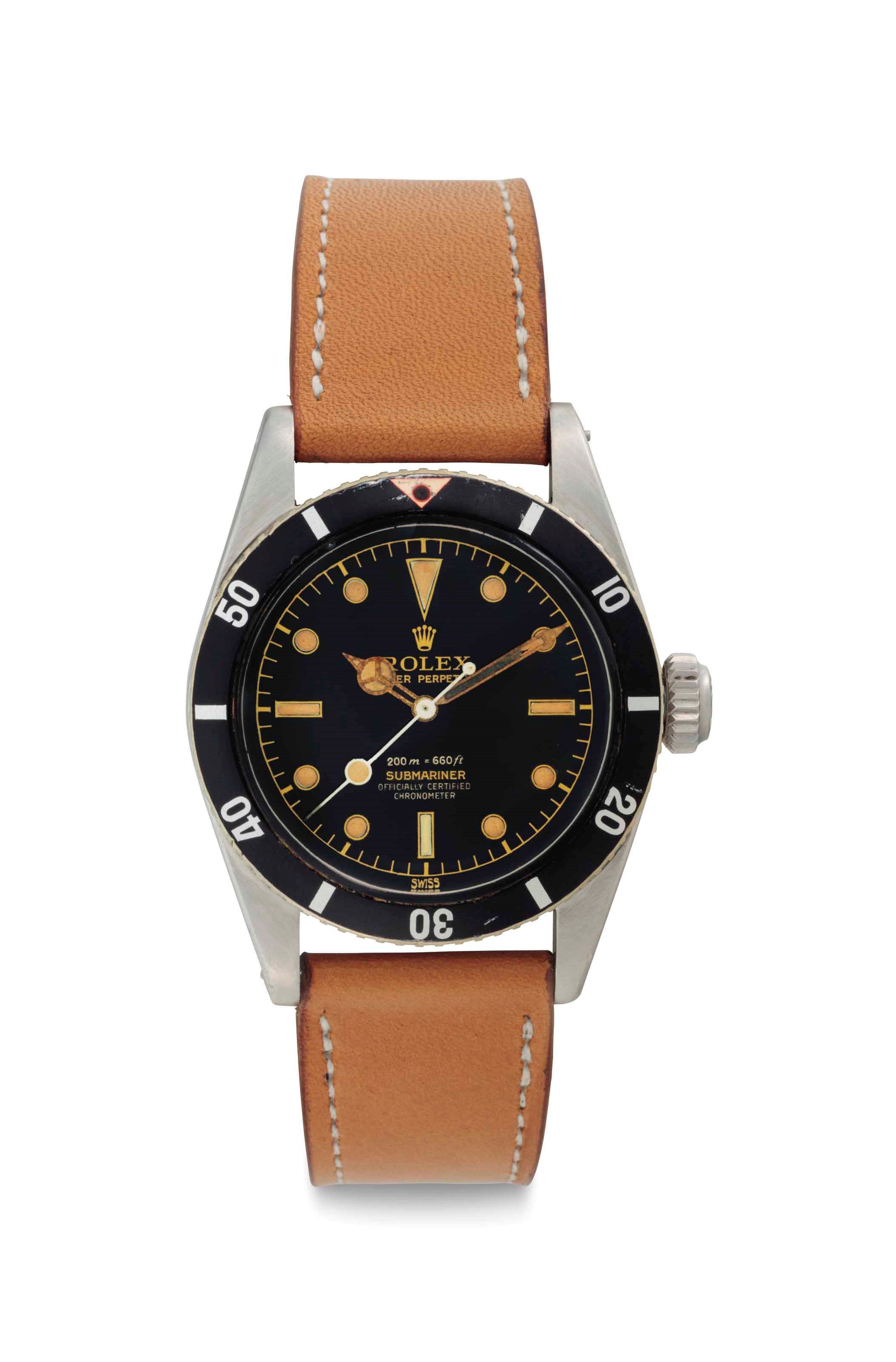 Rolex. A Rare Stainless Steel Automatic Wristwatch with Center Seconds