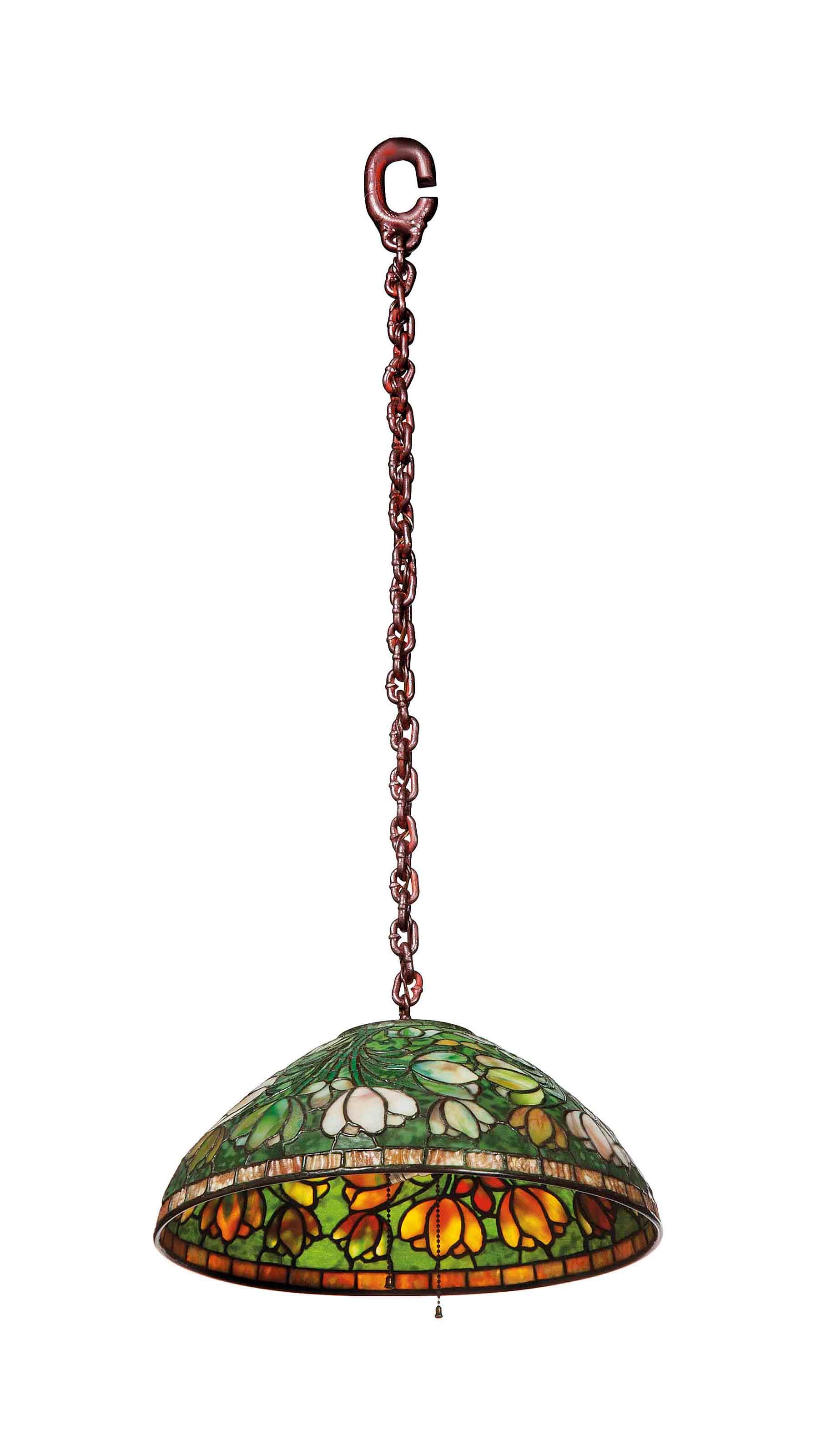 A LEADED GLASS 'CROCUS' SHADE