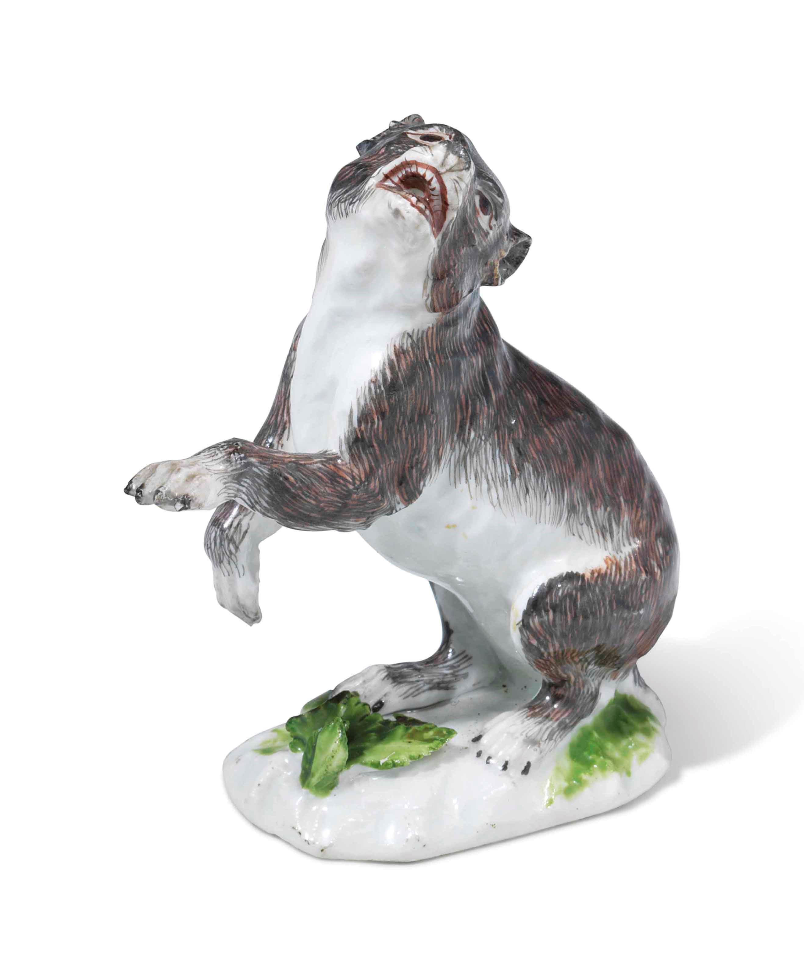 A MEISSEN MODEL OF A PLAYING BEAR