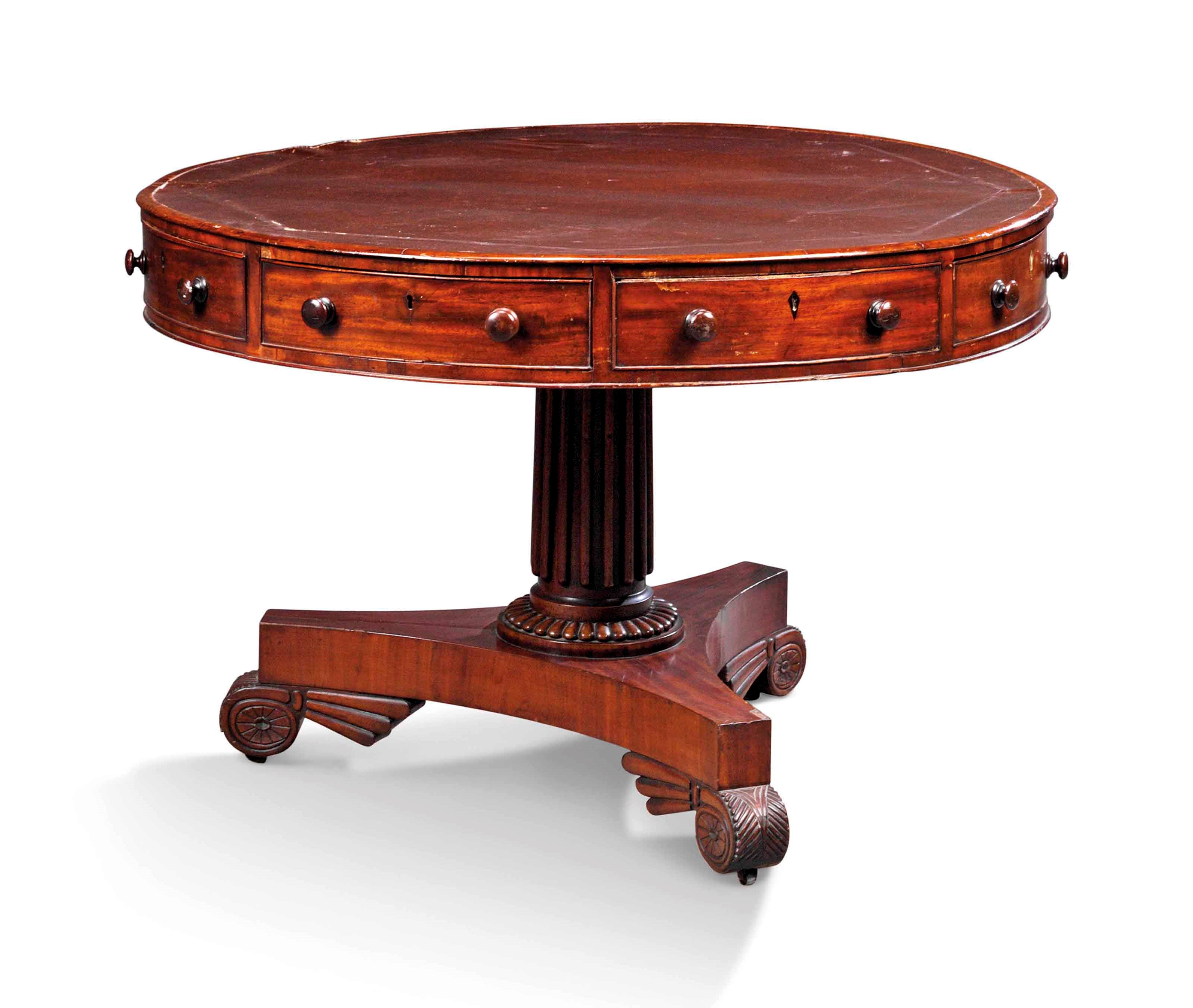 A LATE REGENCY MAHOGANY DRUM-TABLE