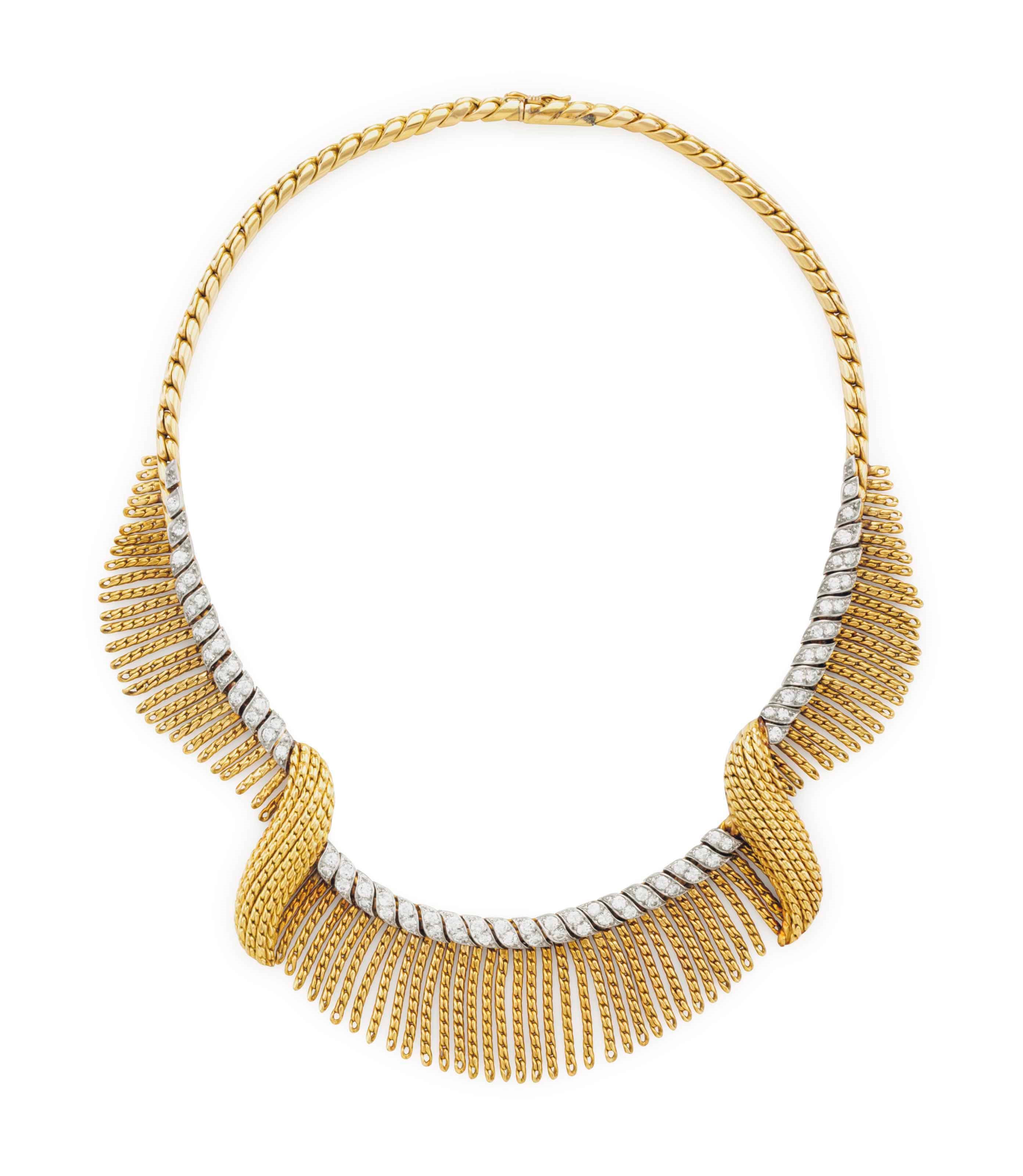A GOLD AND DIAMOND NECKLACE, BY STERLÉ