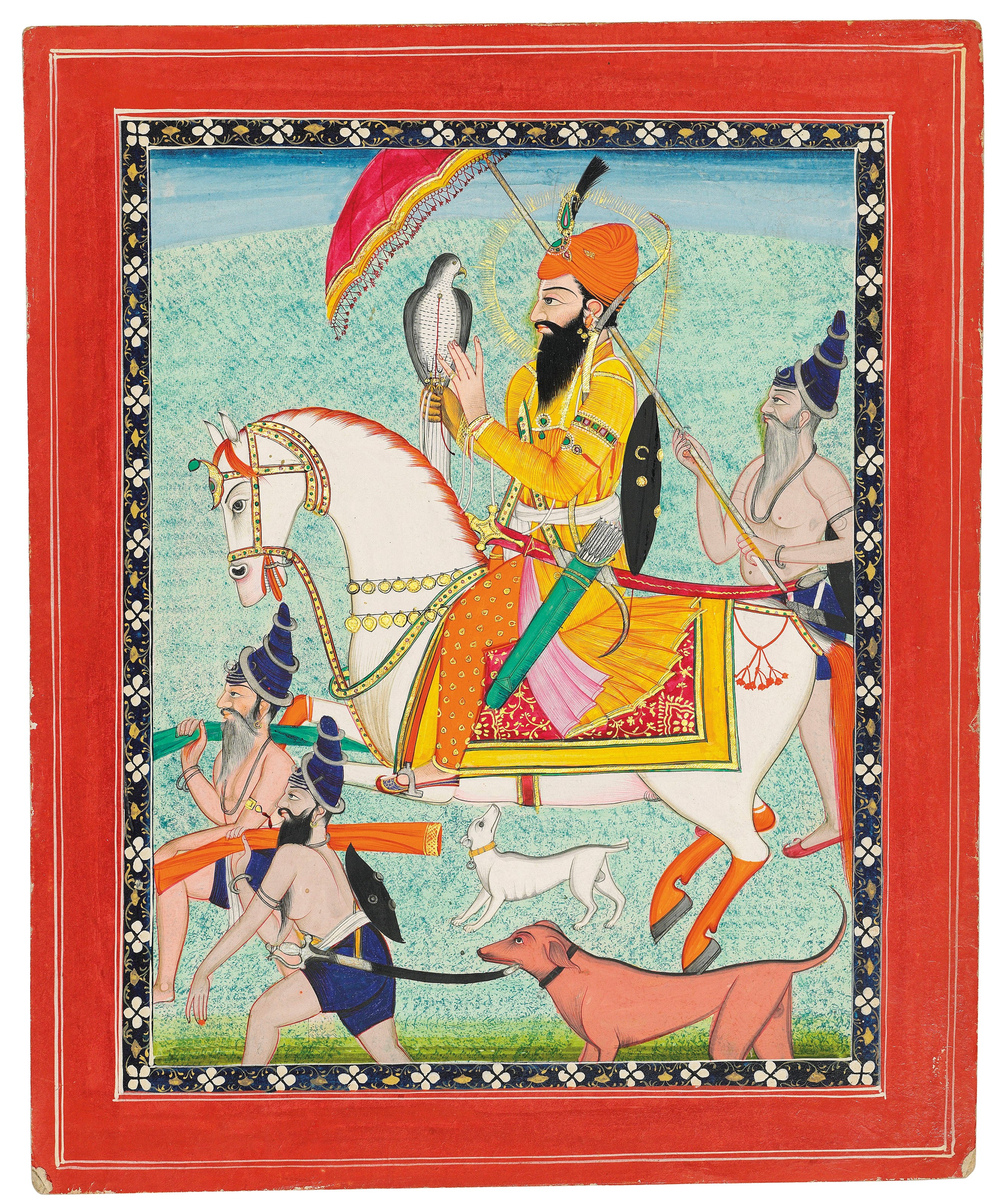 AN EQUESTRIAN PORTRAIT OF GURU GOBIND SINGH