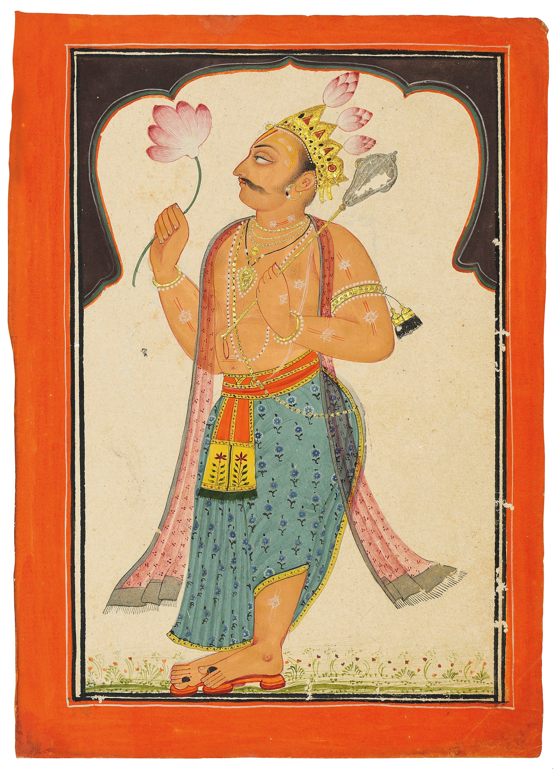 VISHNU HOLDING A MACE AND LOTUS