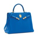 A BLEU HYDRA CLÉMENCE LEATHER RETOURNÉ KELLY 35 WITH GOLD HARDWARE
