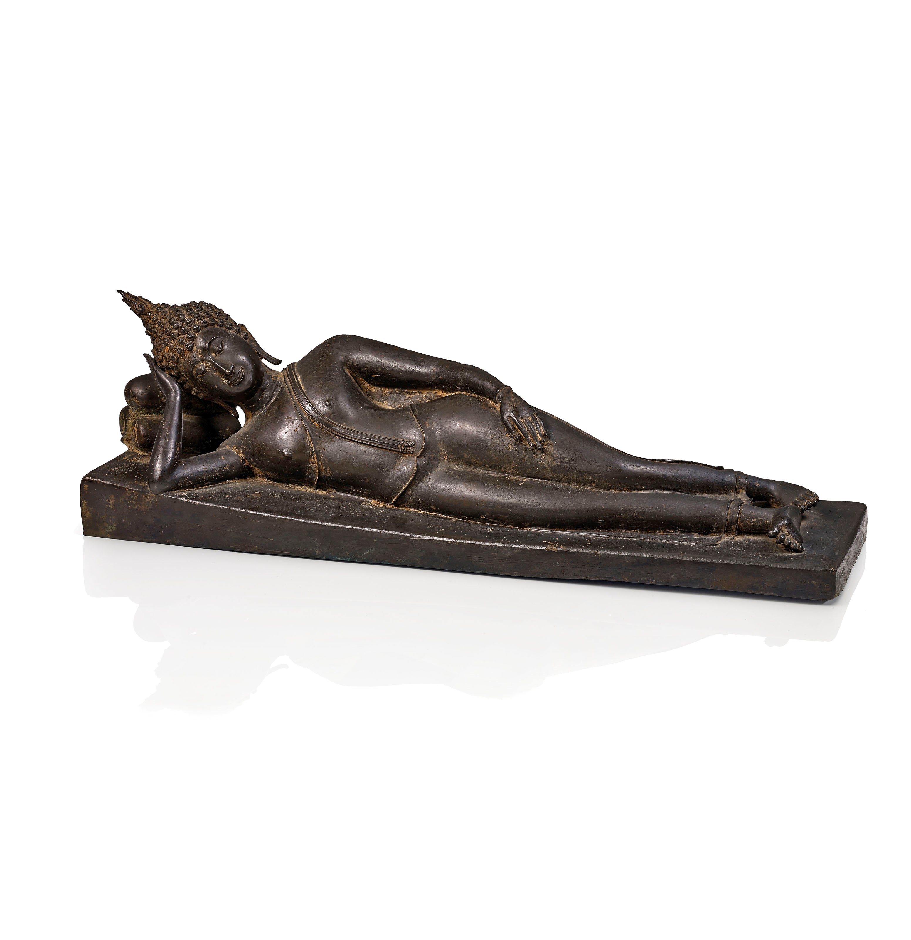STATUE DE BOUDDHA PARANIRVANA EN BRONZE