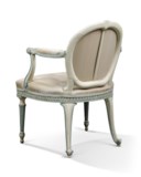 A PAIR OF GEORGE III WHITE AND BLUE-PAINTED ARMCHAIRS