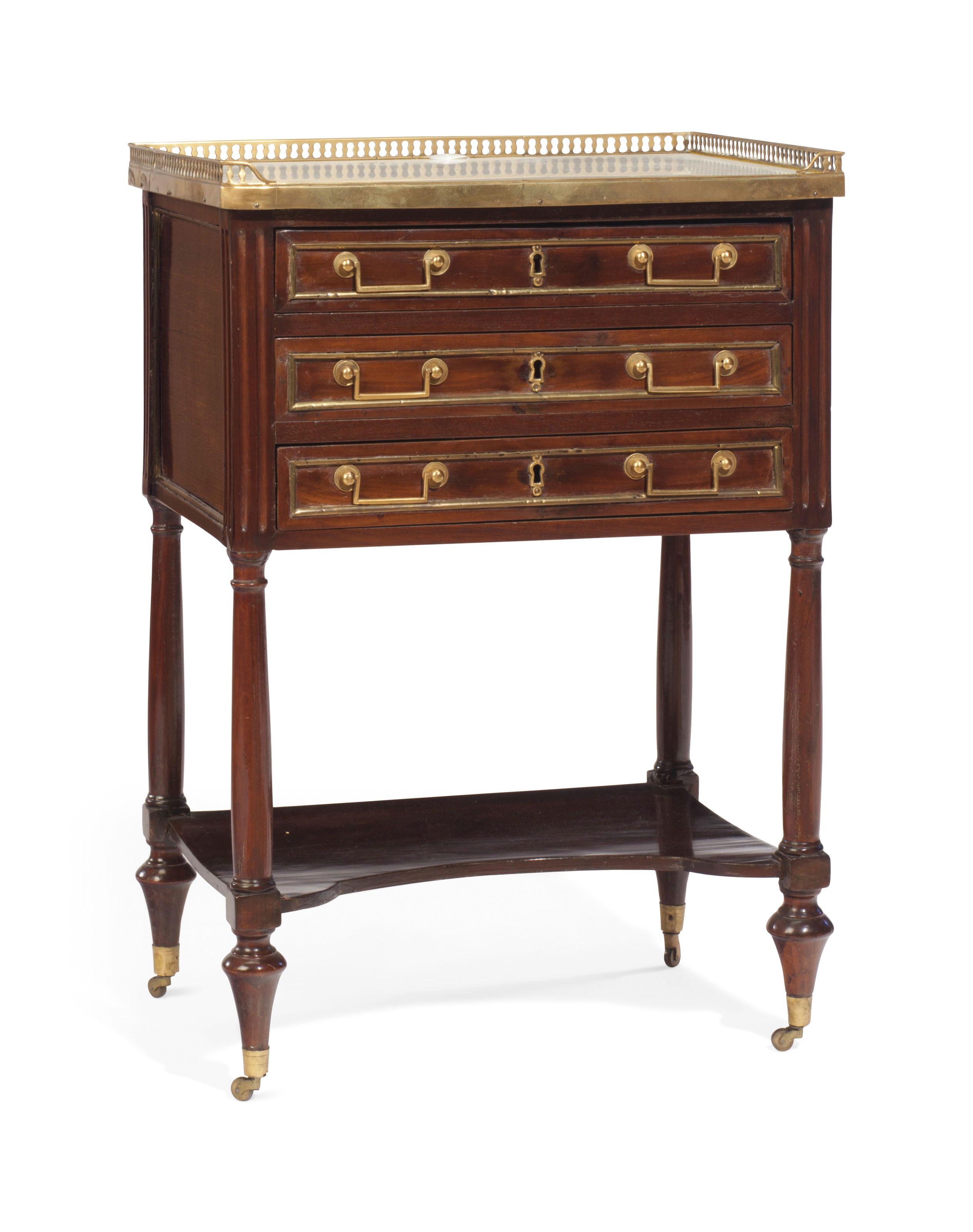 A FRENCH ORMOLU-MOUNTED MAHOGANY SIDE TABLE