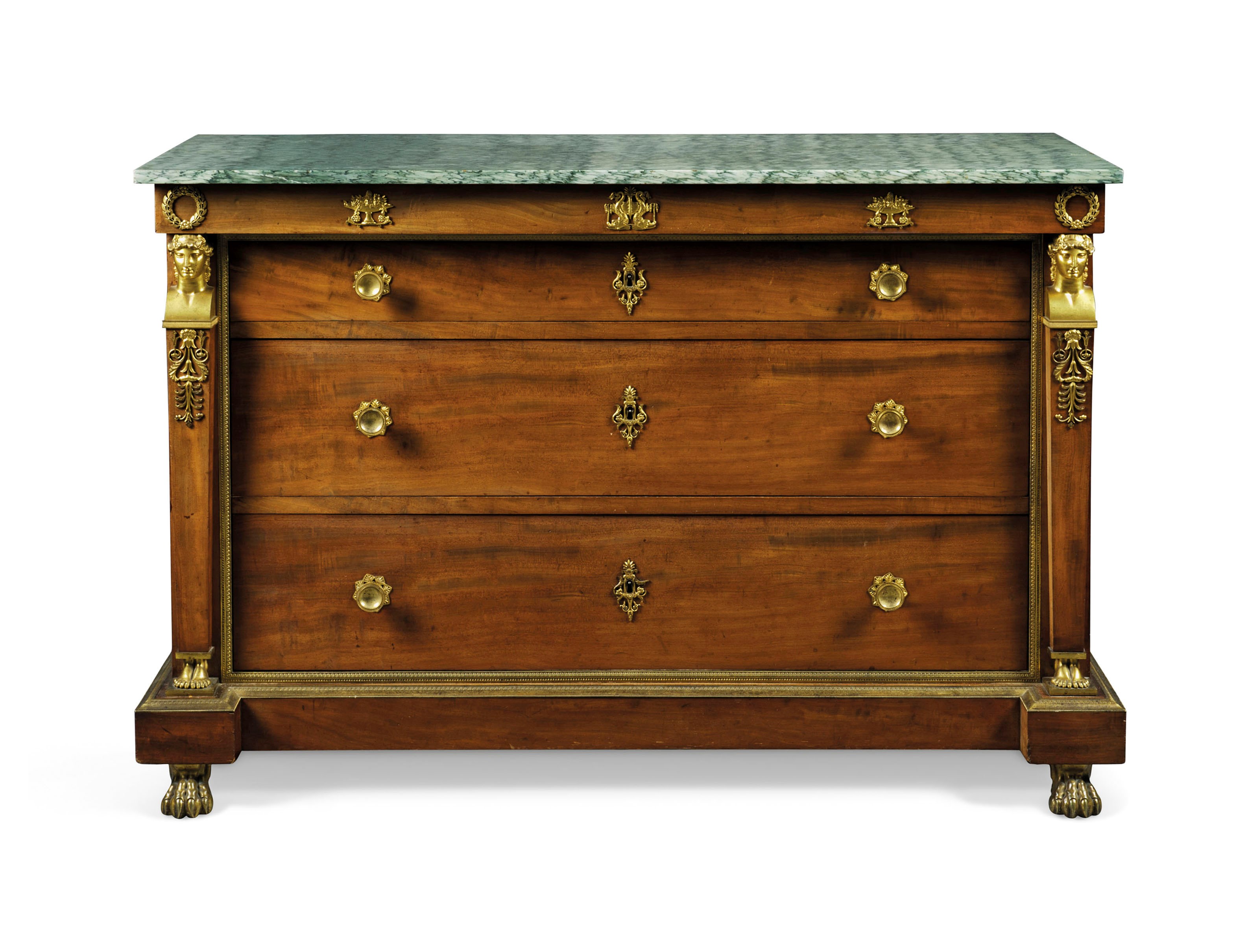 AN EMPIRE ORMOLU-MOUNTED MAHOGANY COMMODE