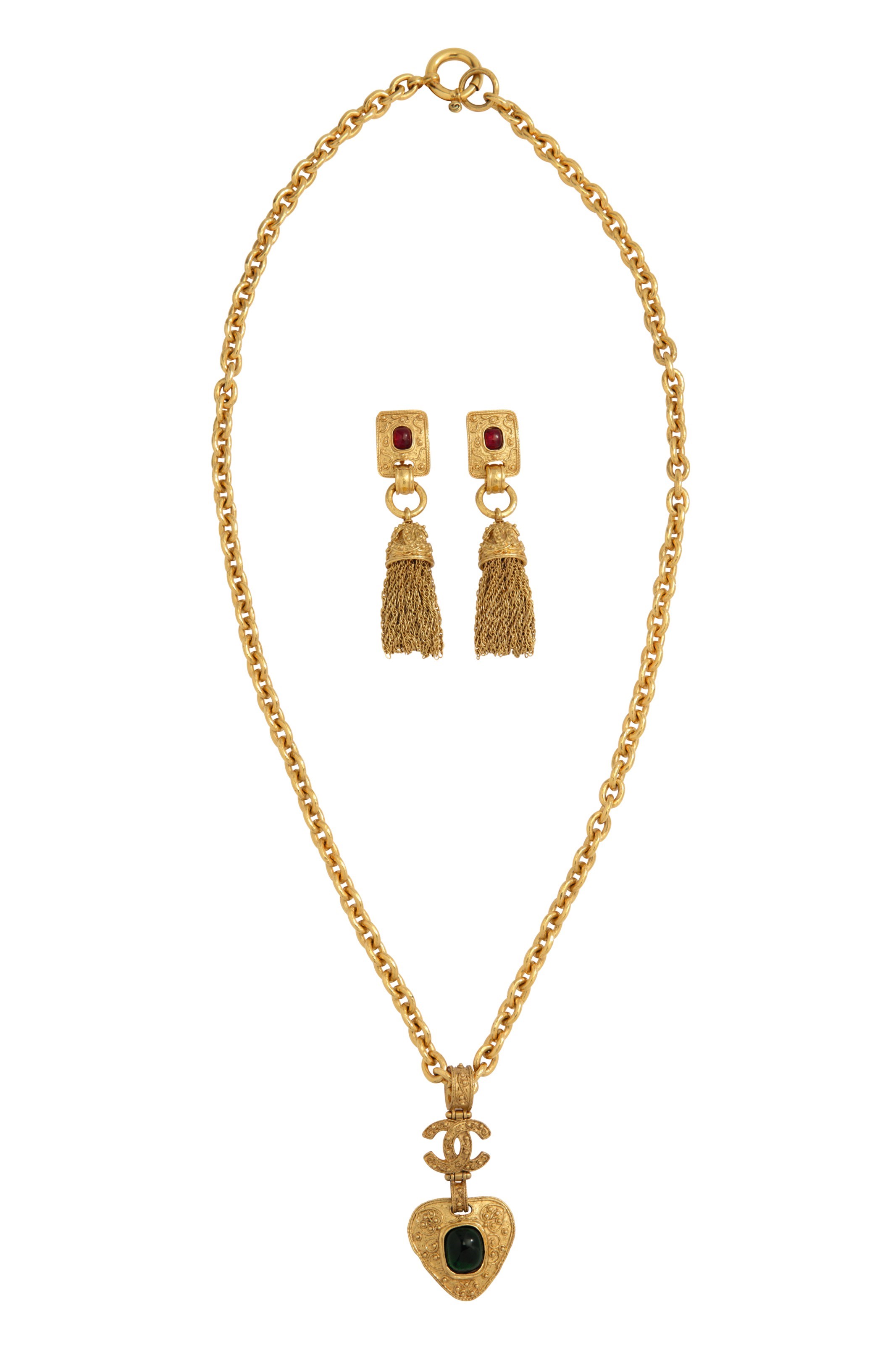 A SET OF TWO GOLD METAL & GRIPOIX JEWELRY