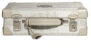 A WHITE SILK BRIEFCASE WITH PEARL CC DETAIL & SILVER HARDWARE
