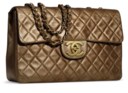 A BRONZE METALLIC LAMBSKIN LEATHER MAXI SINGLE FLAP BAG WITH GOLD HARDWARE