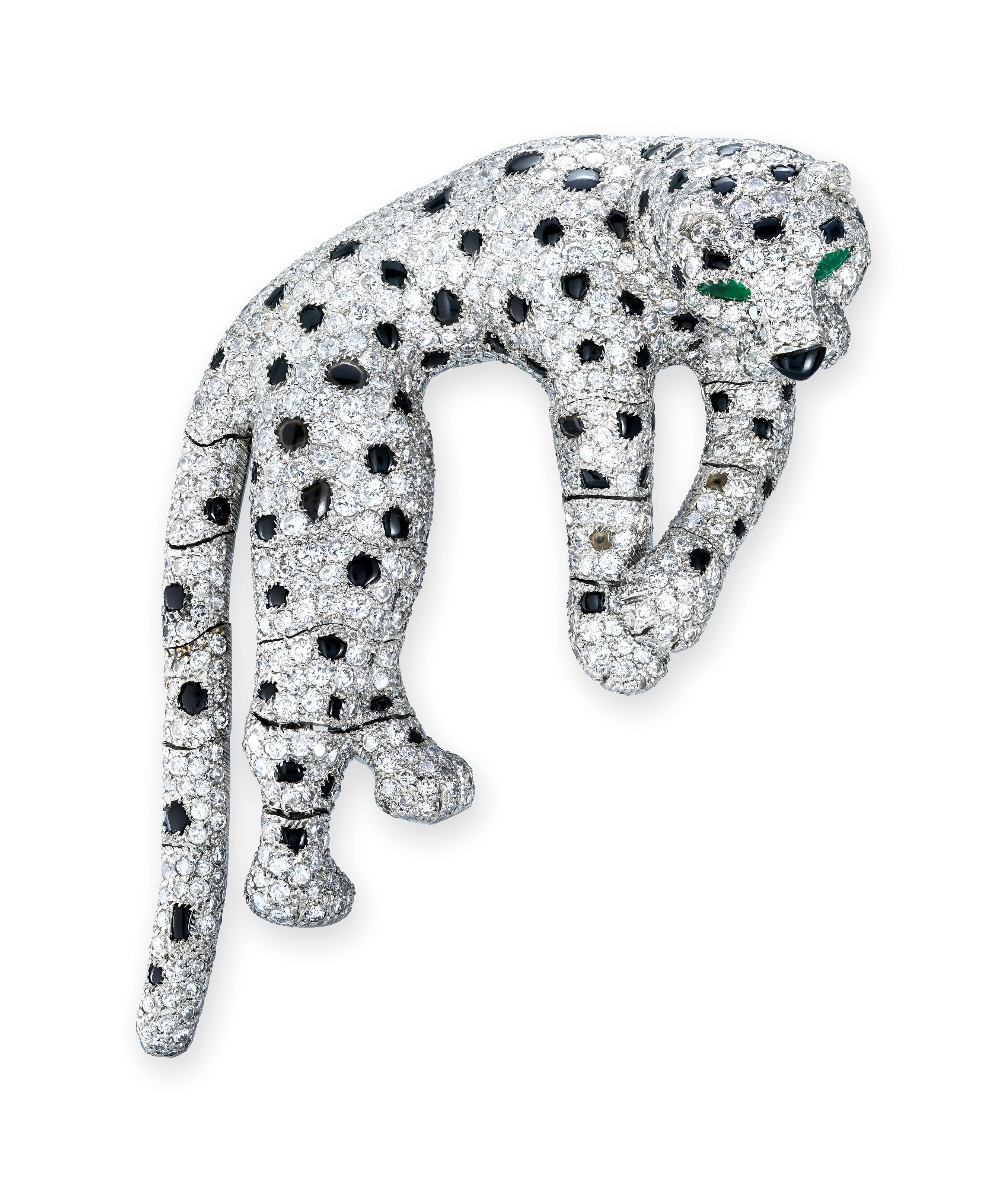 DIAMOND, EMERALD AND ONYX 'PANTHÈRE' BROOCH, CARTIER