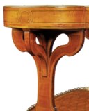 A LOUIS XVI ORMOLU-MOUNTED SYCAMORE, GREEN-STAINED WOOD AND EBONY PARQUETRY TABLE TRICOTEUSE