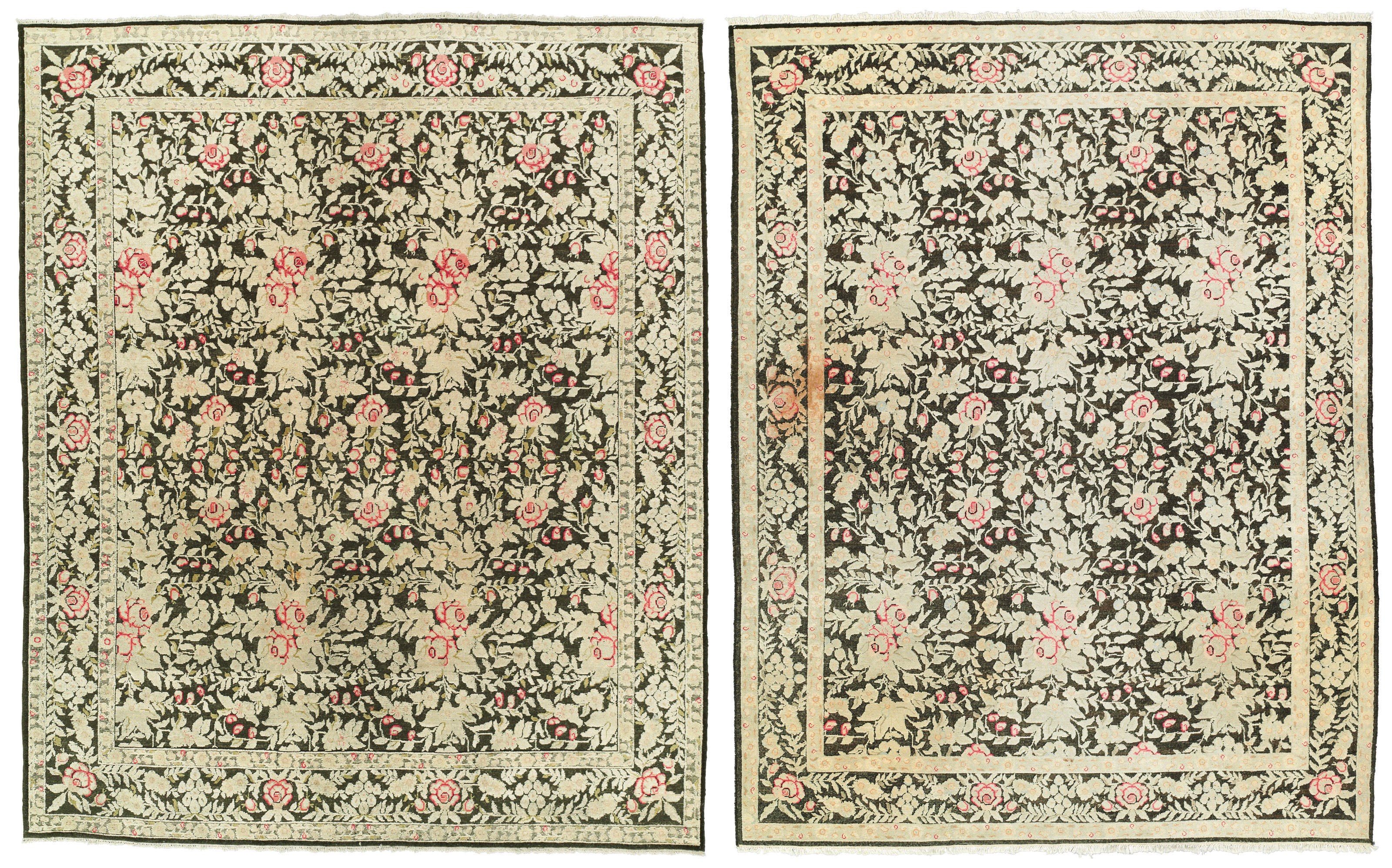 A NEAR PAIR OF EASTERN EUROPEAN PILE CARPETS
