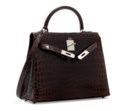 A SHINY HAVANE NILOTICUS CROCODILE SELLIER KELLY 28 WITH PALLADIUM HARDWARE