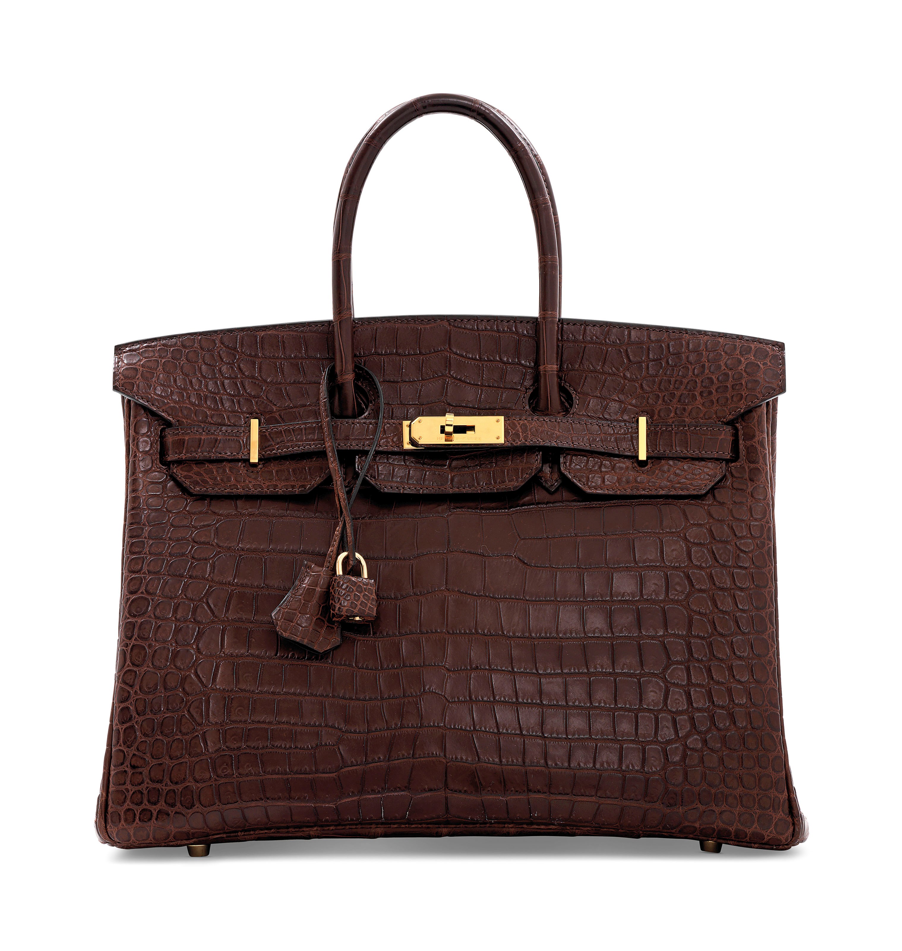 A MATTE MARRON FONCÉ POROSUS CROCODILE BIRKIN 35 WITH GOLD HARDWARE