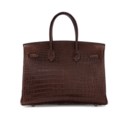 A MATTE MARRON FONCÉ POROSUS CROCODILE BIRKIN 35 WITH GOLD HARDWARE