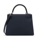 A LIMITED EDITION BLEU NUIT, BLEU BRIGHTON & CAPUCINE CLÉMENCE LEATHER KELLYGRAPHIE LETTRE R SELLIER KELLY 28 WITH PALLADIUM HARDWARE