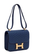A CUSTOM BLEU DE MALTE OSTRICH CONSTANCE 24 WITH GOLD HARDWARE