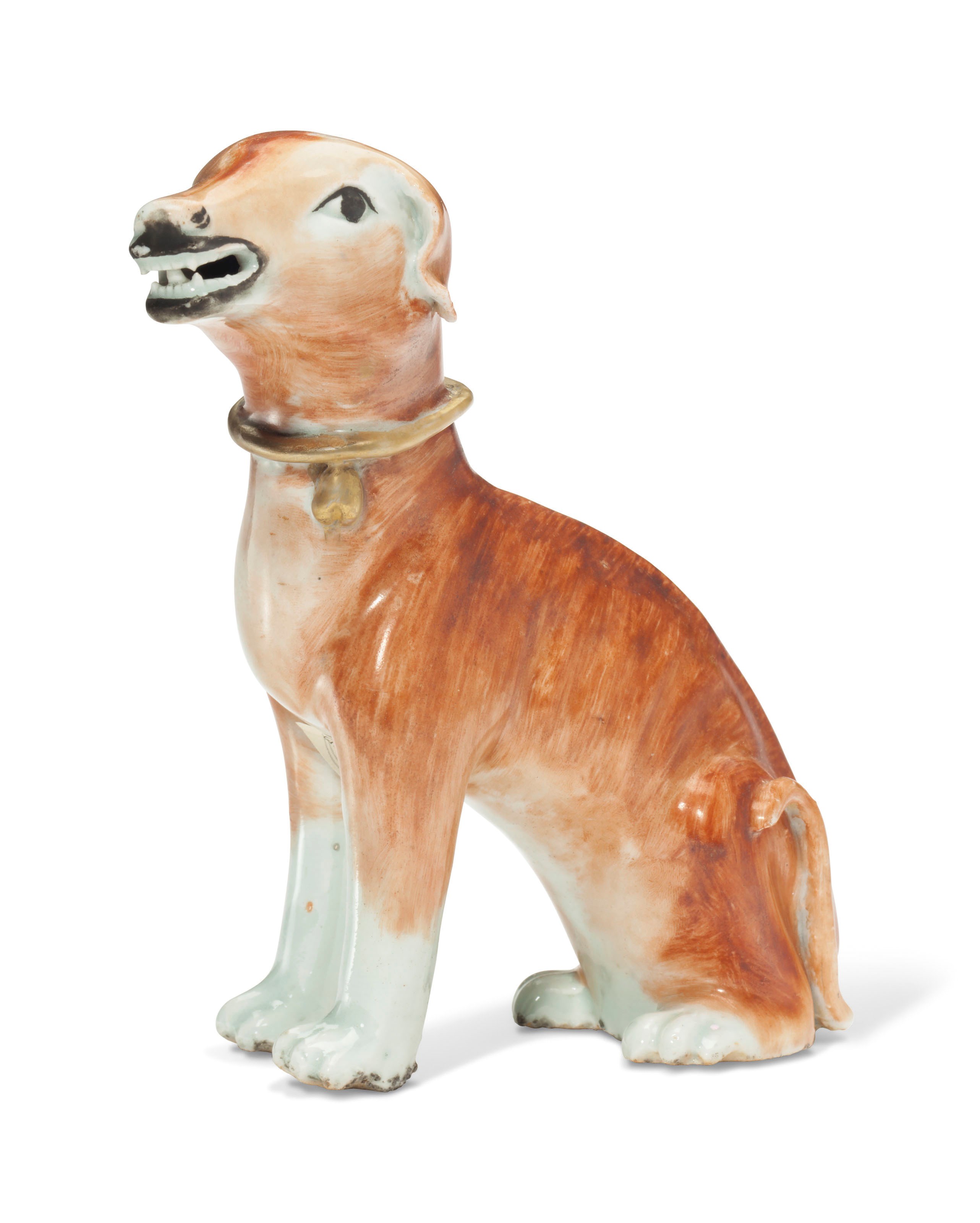 A CHINESE EXPORT MODEL OF A SEATED HOUND