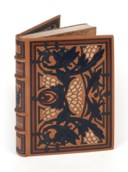 HUYSMANS (J.-K.) – LEPÈRE (A.). À rebours. Paris, E. Féquet pour Les Cent Bibliophiles, 1903, in-4°, maroquin gold, sur les plats, serti de listels de maroquin terre de Sienne, ample décor de feuillage mosaïqué de maroquin prune, violet et vert d’eau, dos à nerfs mosaïqué de maroquin prune et vert d'eau, doublure de maroquin violet sertie de listels de maroquin prune et vert d’eau et d’un motif à répétition en encadrement mosaïqué de maroquin citron, gardes de soie moirée jaune, couverture et dos, tranches dorées sur témoins, chemise et étui bordés de maroquin havane (Marius Michel).
