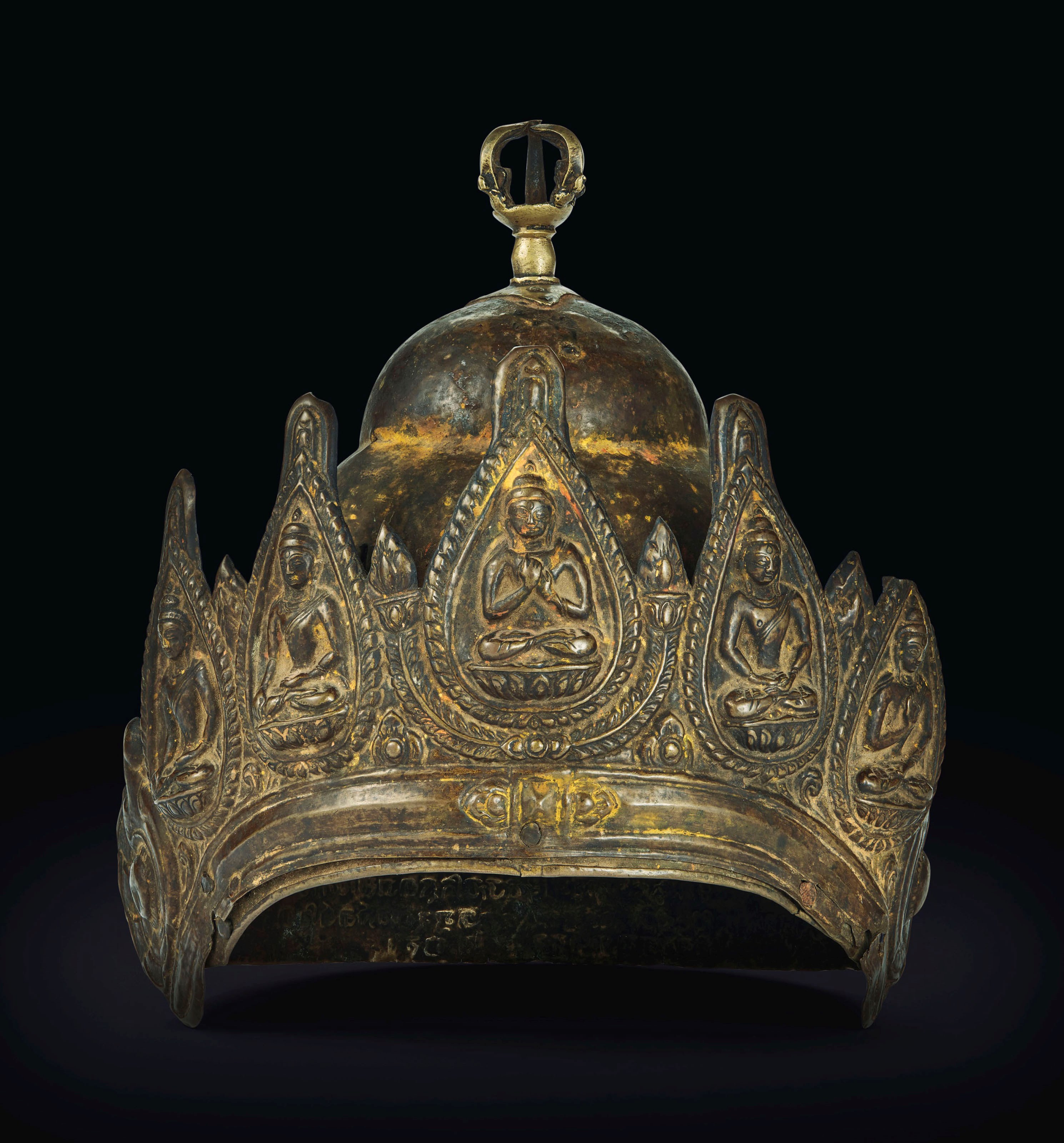 A COPPER REPOUSSÉ VAJRACHARYA CROWN