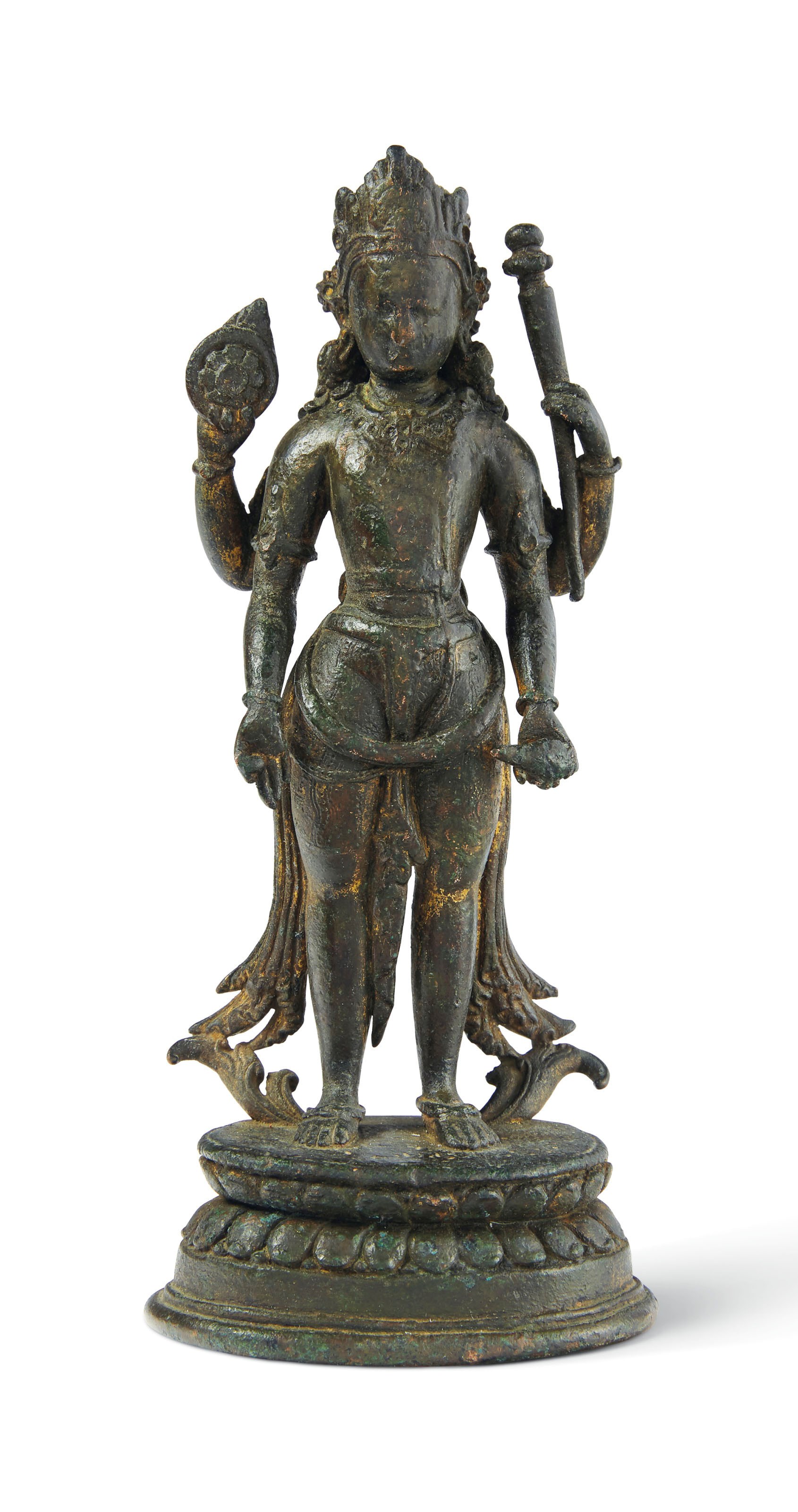 A GILT-BRONZE FIGURE OF VISHNU