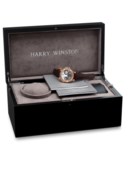 HARRY WINSTON. A VERY FINE AND RARE 18K PINK GOLD LIMITED EDITION AUTOMATIC DUAL TIME TOURBILLON WRISTWATCH WITH DAY AND NIGHT INDICATION, CERTIFICATE OF WARRANTY AND BOX