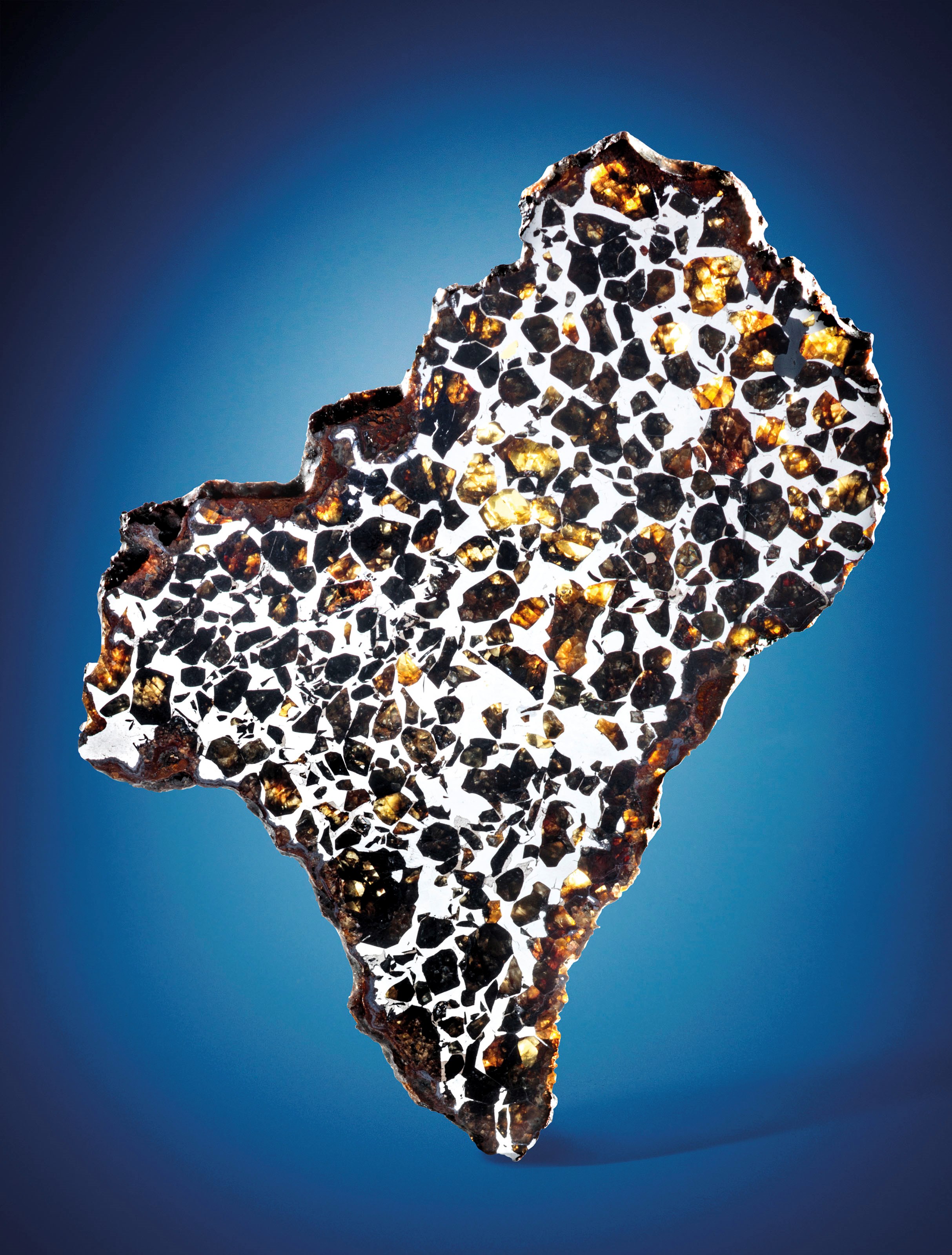 EXTRATERRESTRIAL GEMSTONES IN COMPLETE SLICE OF SEYMCHAN METEORITE