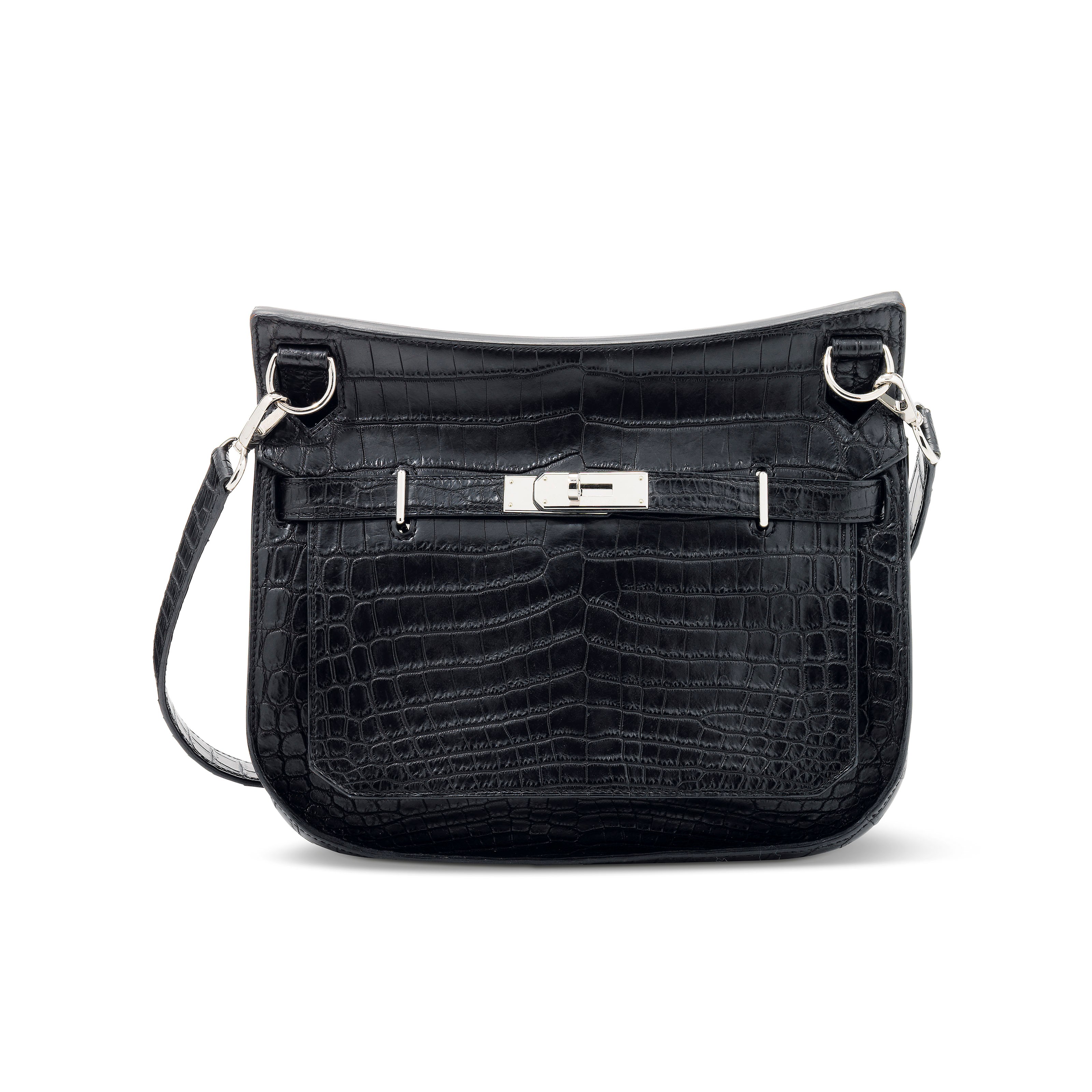 A MATTE BLACK NILOTICUS CROCODILE JYPSIÈRE 26 WITH PALLADIUM HARDWARE